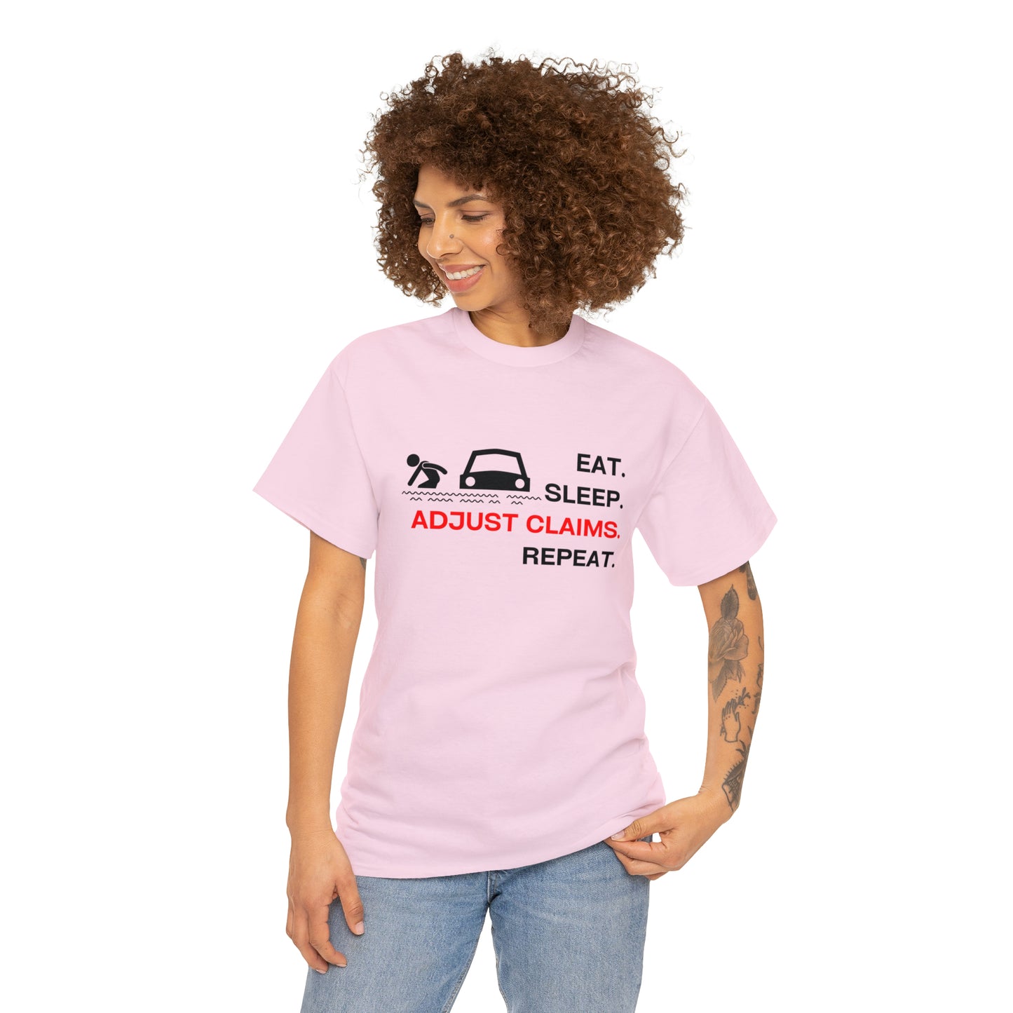 Claims Adjuster (Flooded Car / White) Unisex Heavy Cotton Tee