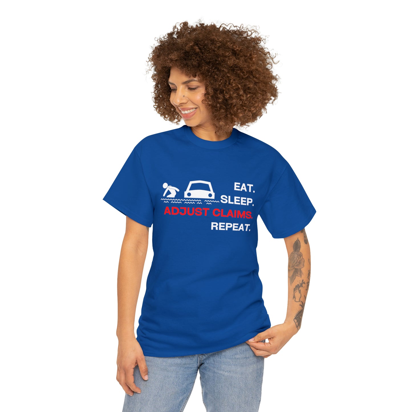 Claims Adjuster (Flooded Car / White) Unisex Heavy Cotton Tee