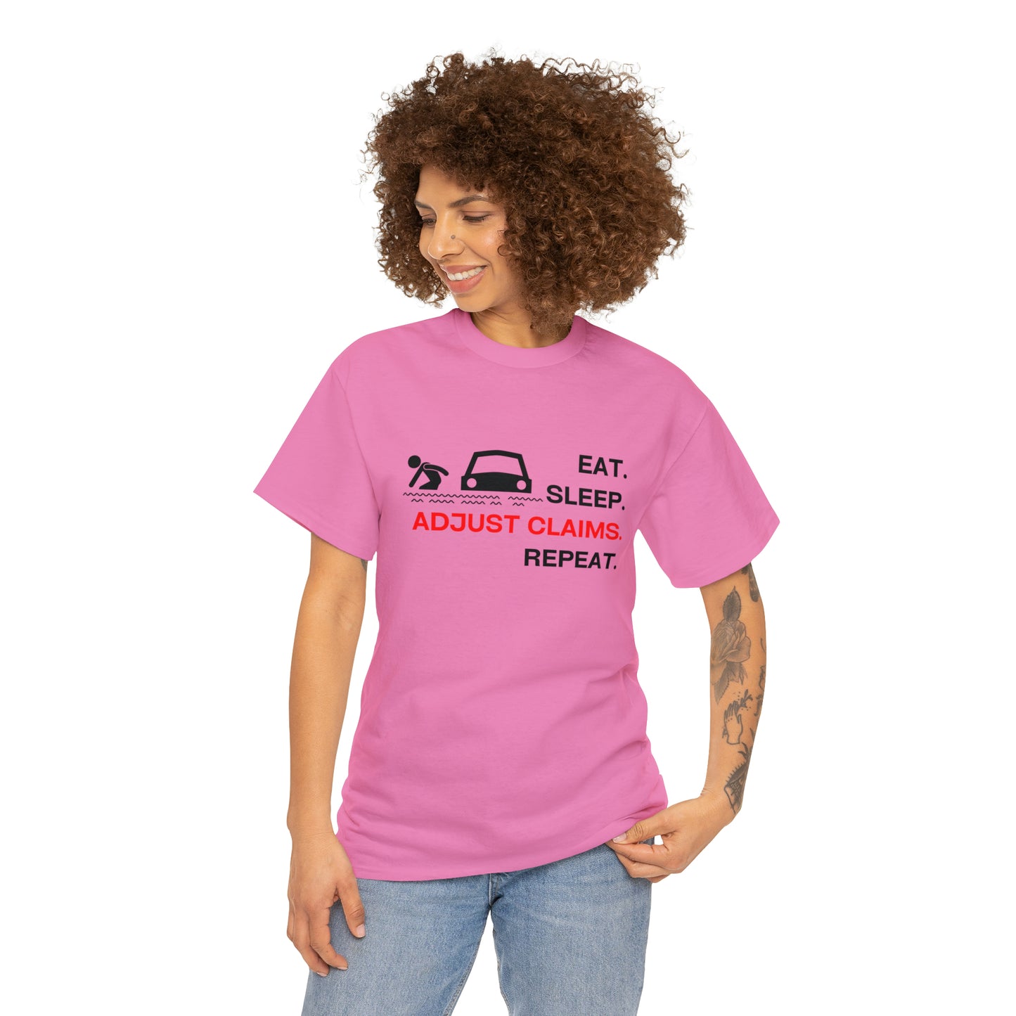 Claims Adjuster (Flooded Car / White) Unisex Heavy Cotton Tee