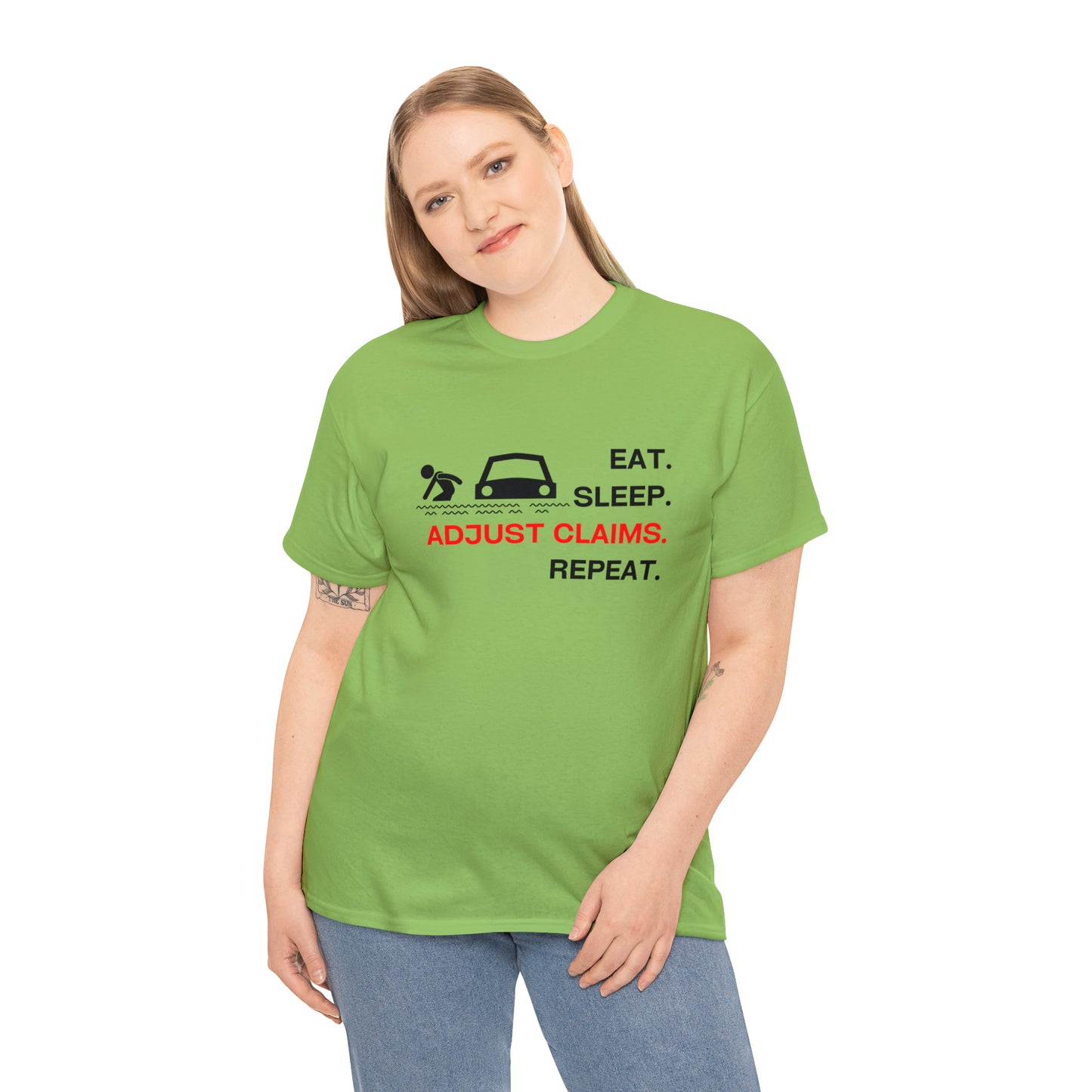 Claims Adjuster (Flooded Car / White) Unisex Heavy Cotton Tee