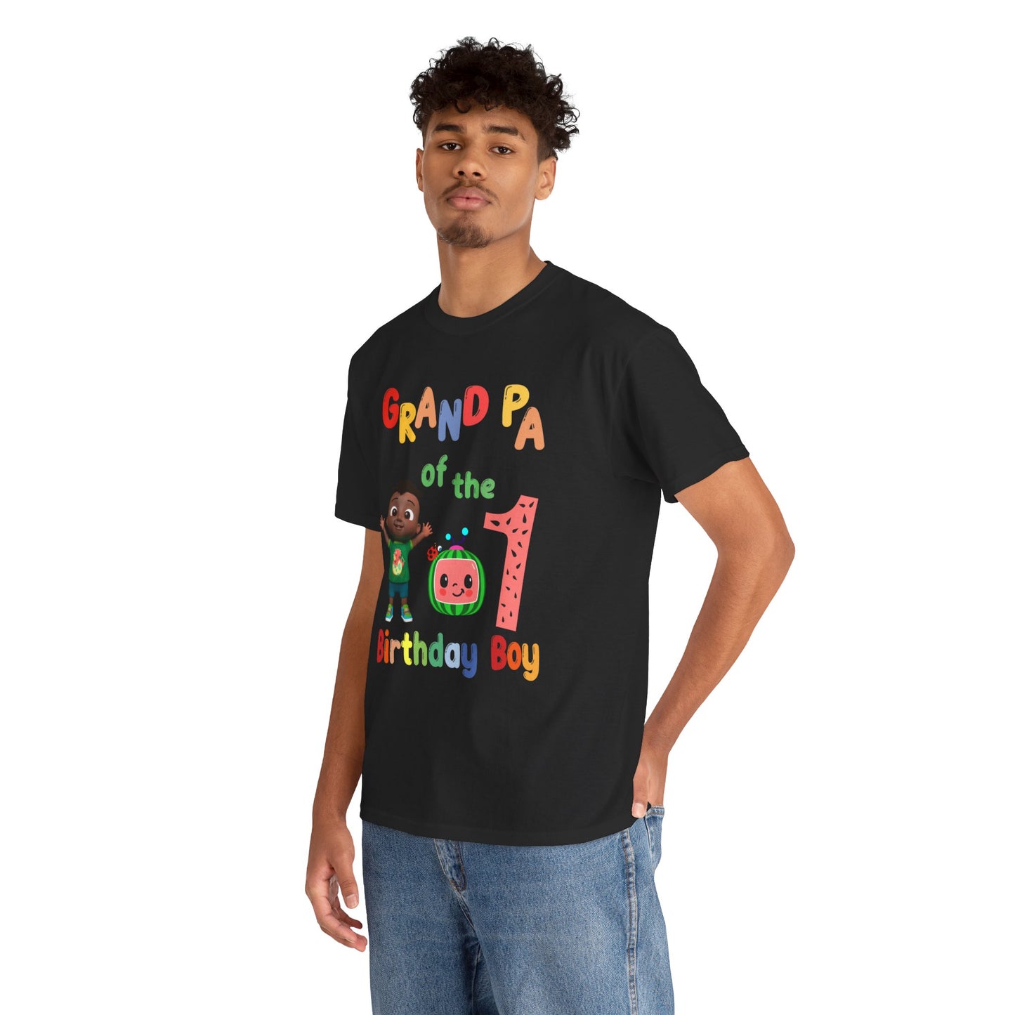 Coco Melon - Birthday Boy- Age 1 - Grandpa Heavy Cotton Tee