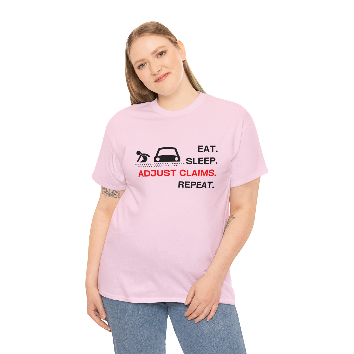 Claims Adjuster (Flooded Car / White) Unisex Heavy Cotton Tee