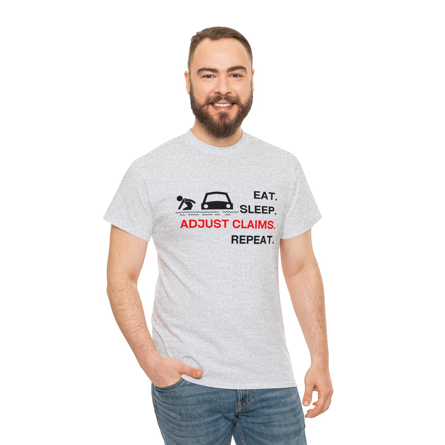 Claims Adjuster (Flooded Car / White) Unisex Heavy Cotton Tee