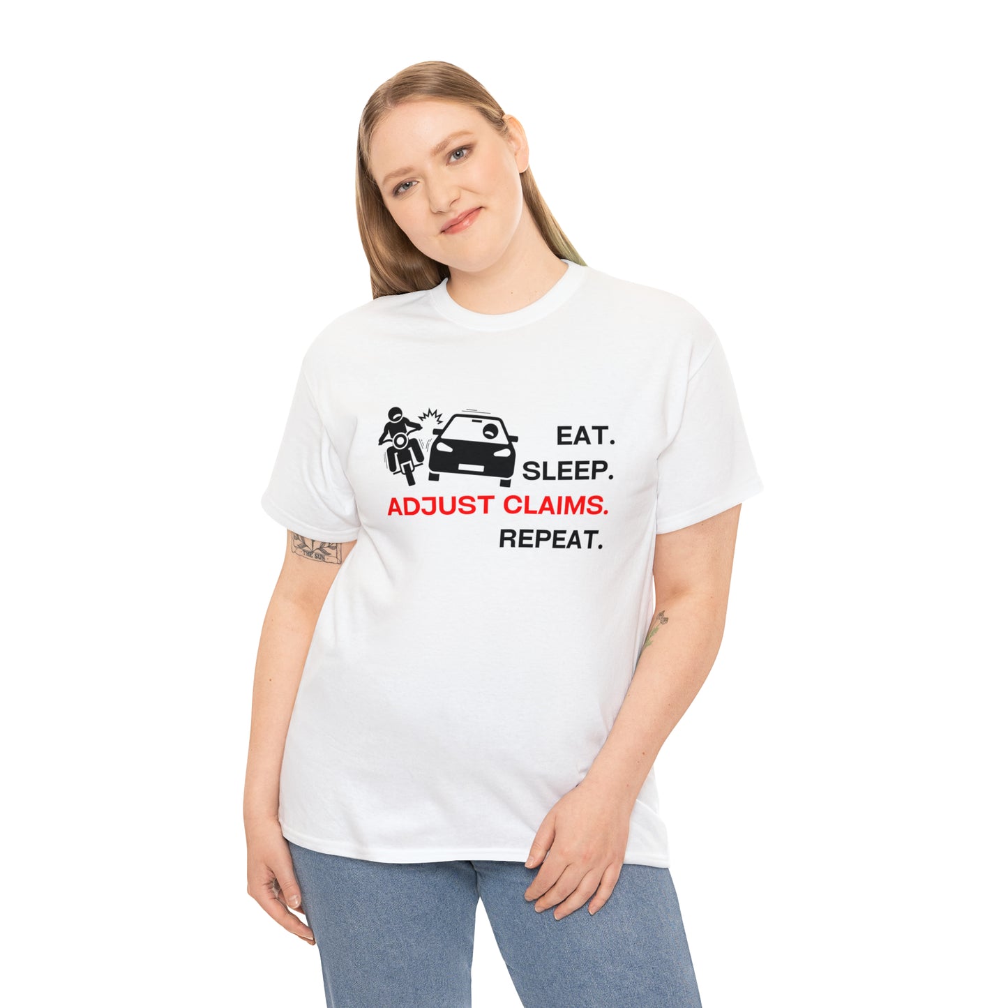 Claims Adjuster (Motorcyclist / Car / Black)  Unisex Heavy Cotton Tee
