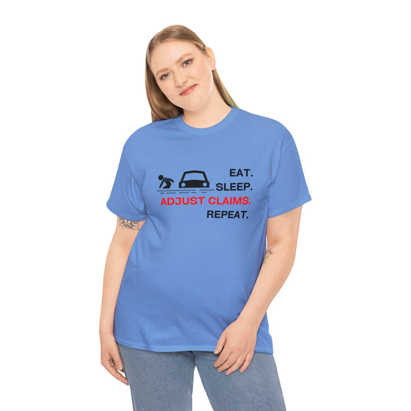 Claims Adjuster (Flooded Car / White) Unisex Heavy Cotton Tee