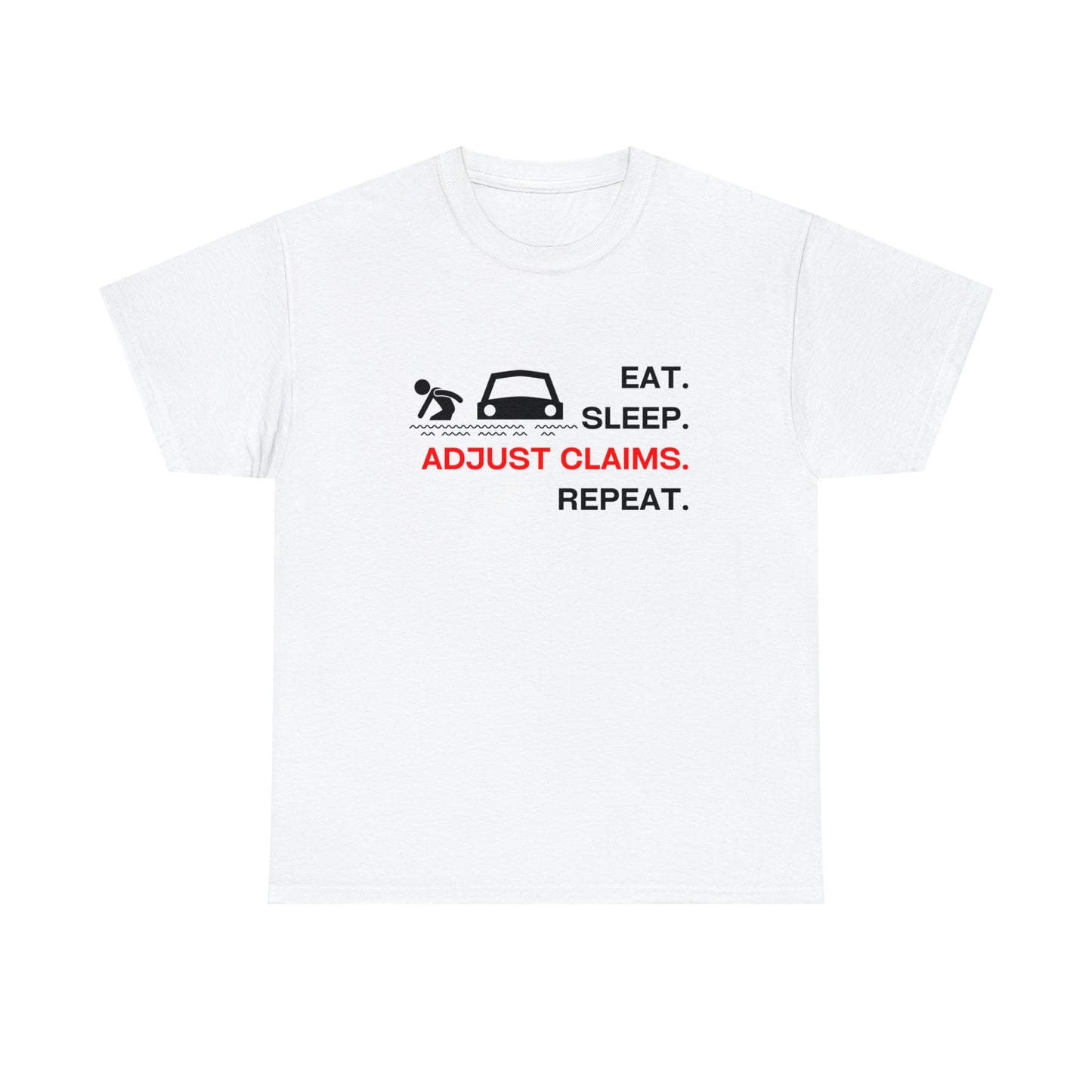 Claims Adjuster (Flooded Car / White) Unisex Heavy Cotton Tee