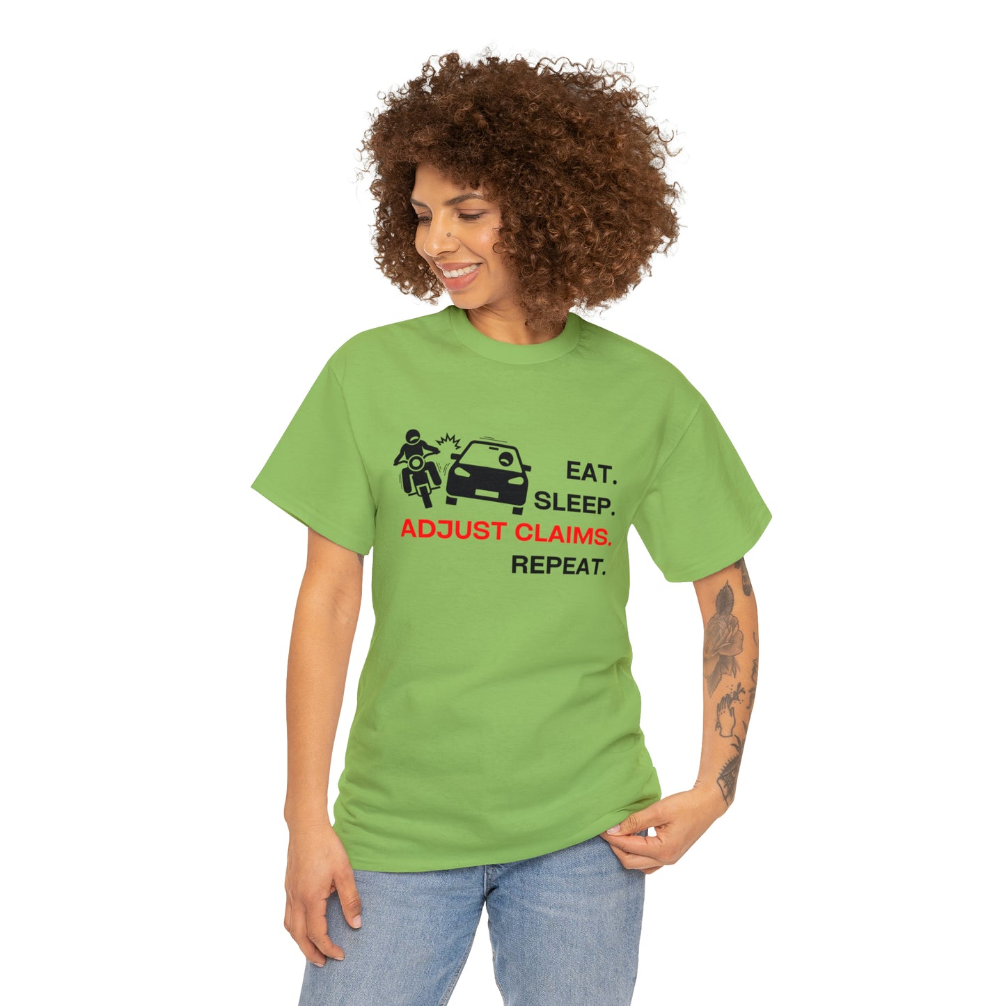 Claims Adjuster (Motorcyclist / Car / Black)  Unisex Heavy Cotton Tee