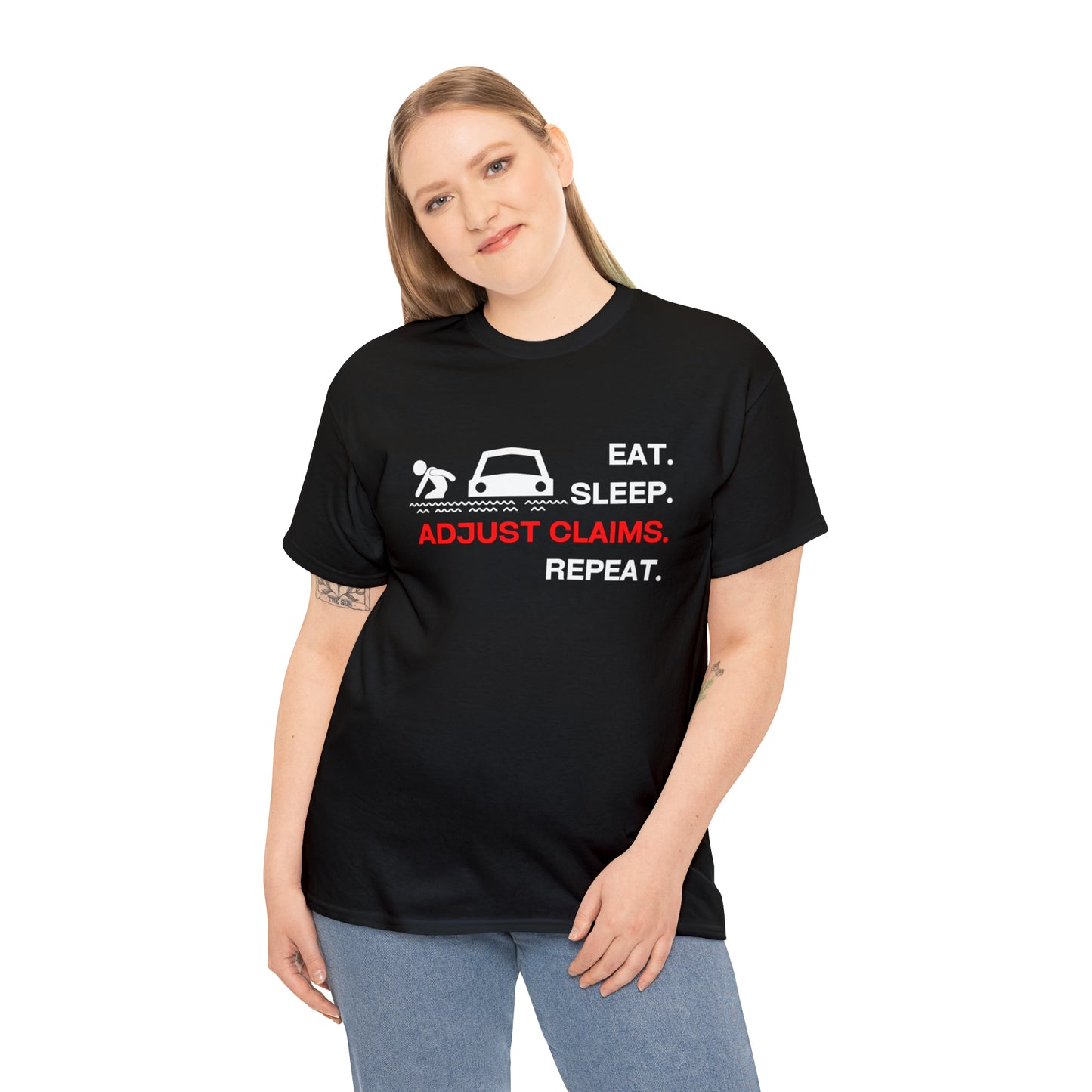 Claims Adjuster (Flooded Car / White) Unisex Heavy Cotton Tee
