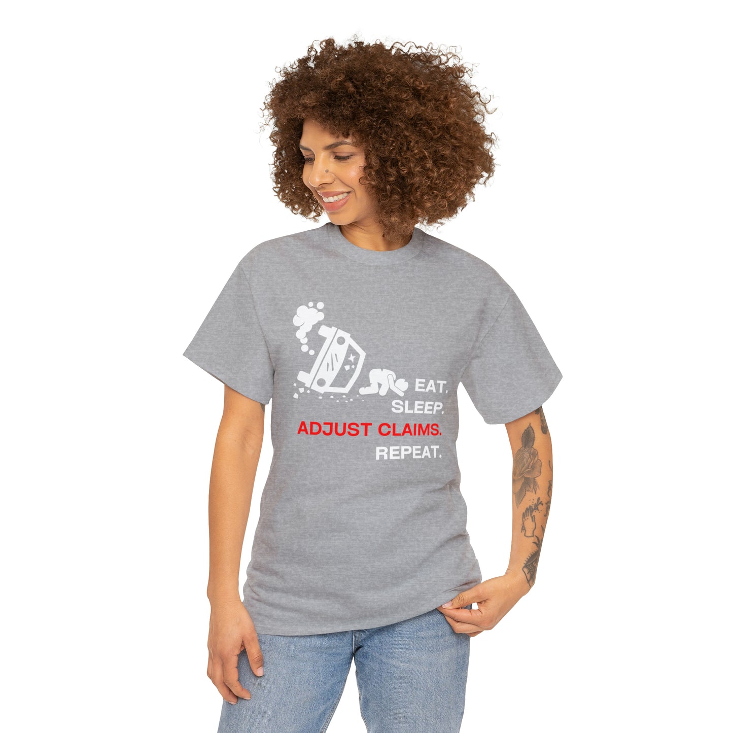 Claims Adjuster (Car Flip/Driver/White) Unisex Heavy Cotton Tee
