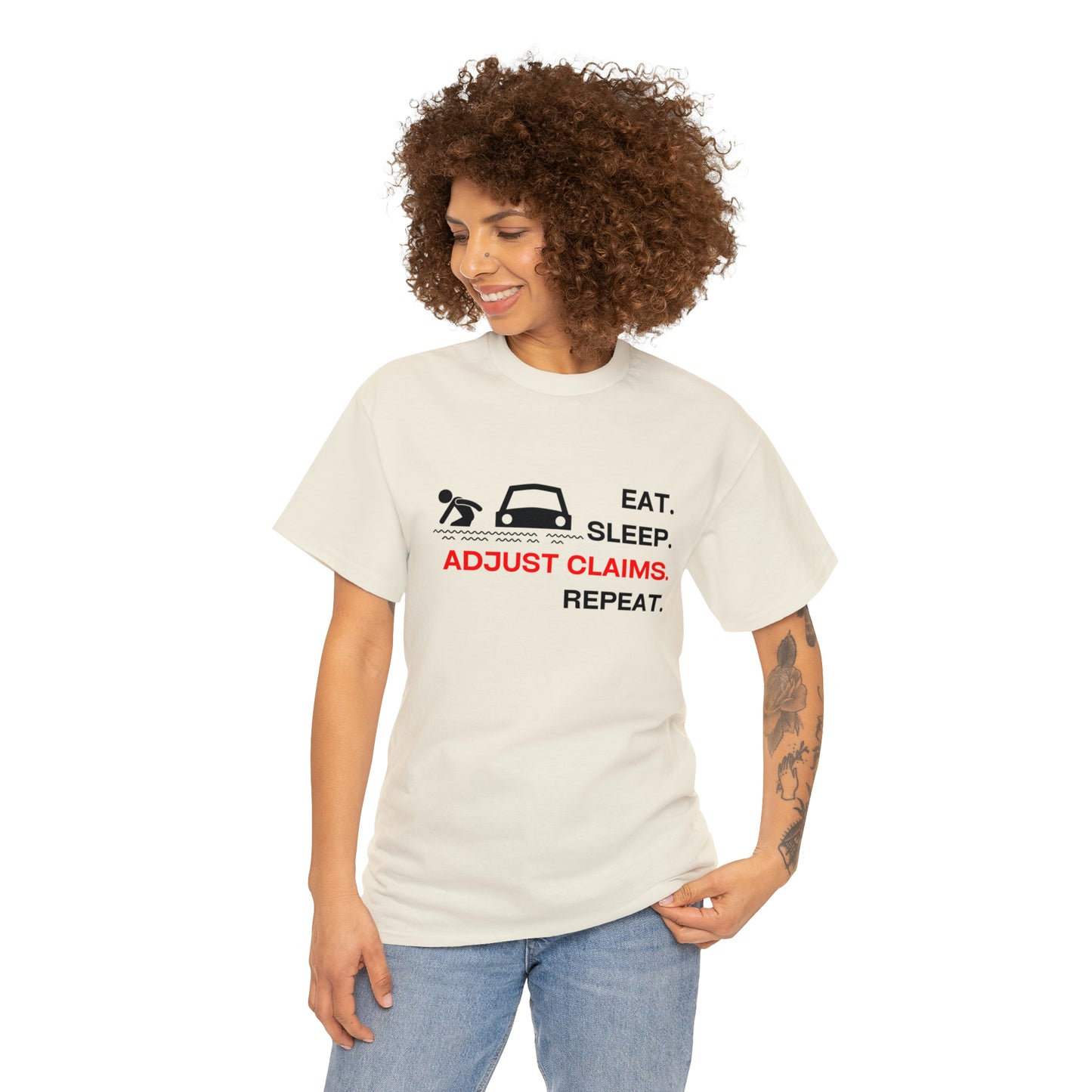 Claims Adjuster (Flooded Car / White) Unisex Heavy Cotton Tee