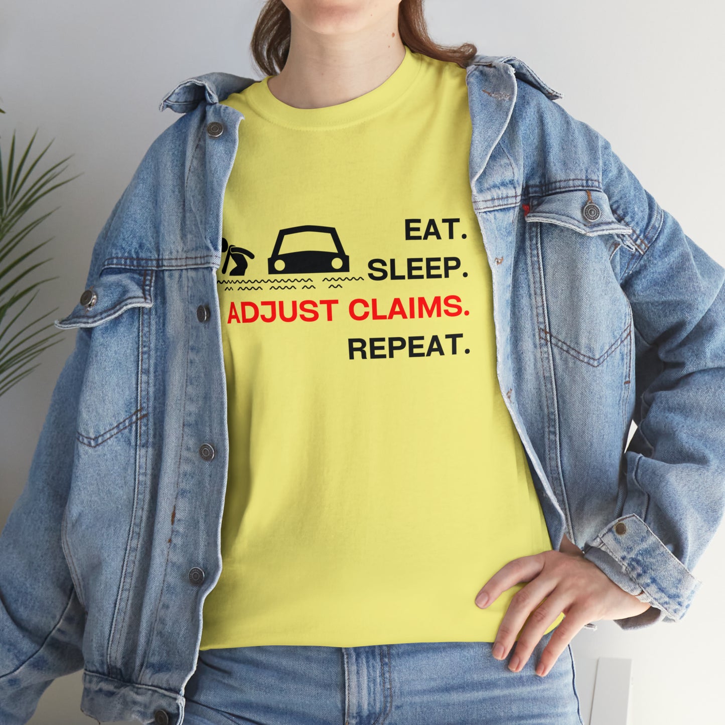 Claims Adjuster (Flooded Car / White) Unisex Heavy Cotton Tee