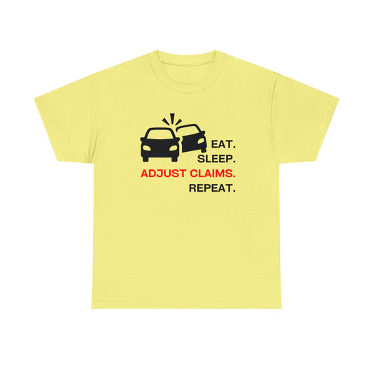 Claims Adjuster (Double Car/ Black Print) Unisex Heavy Cotton Tee