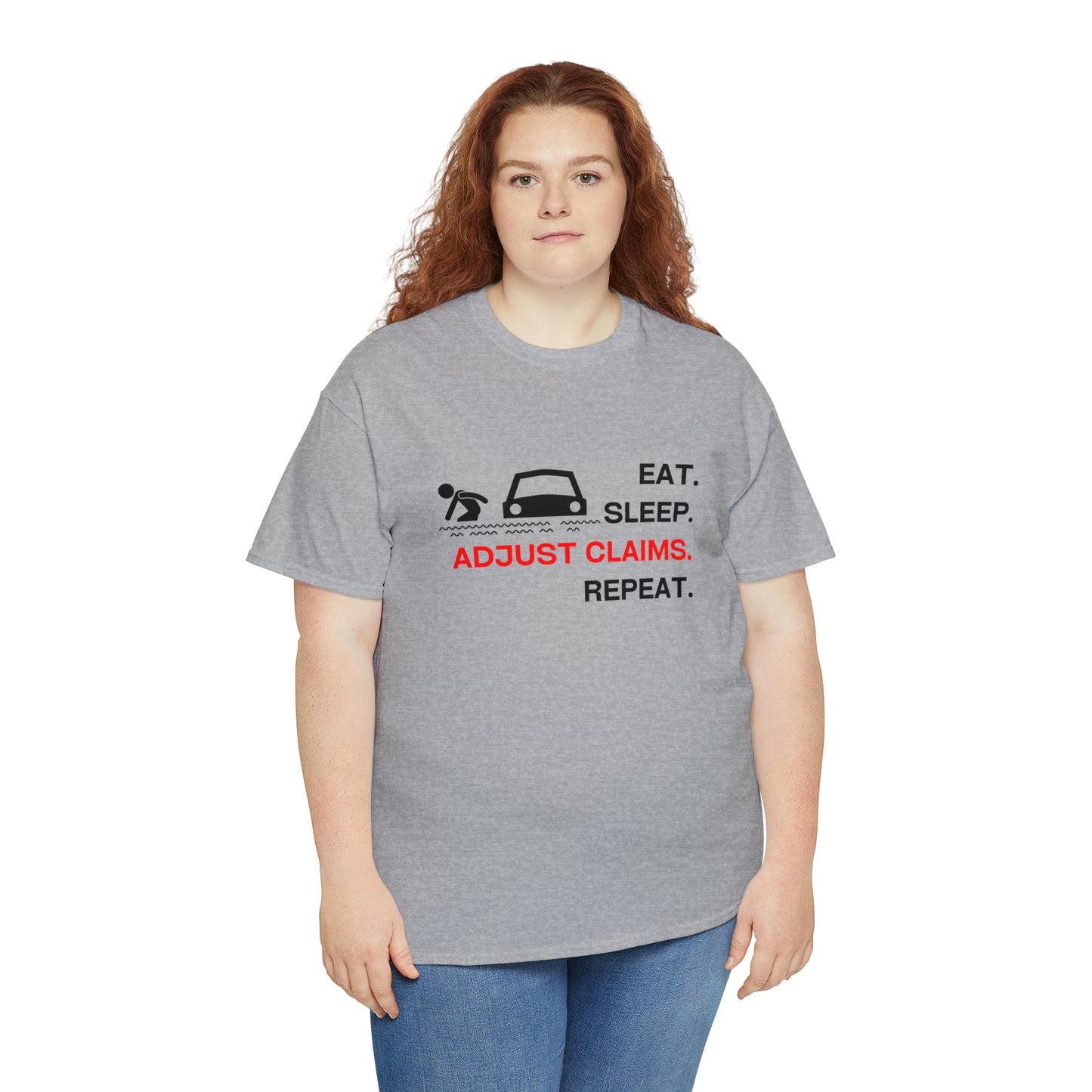 Claims Adjuster (Flooded Car / White) Unisex Heavy Cotton Tee