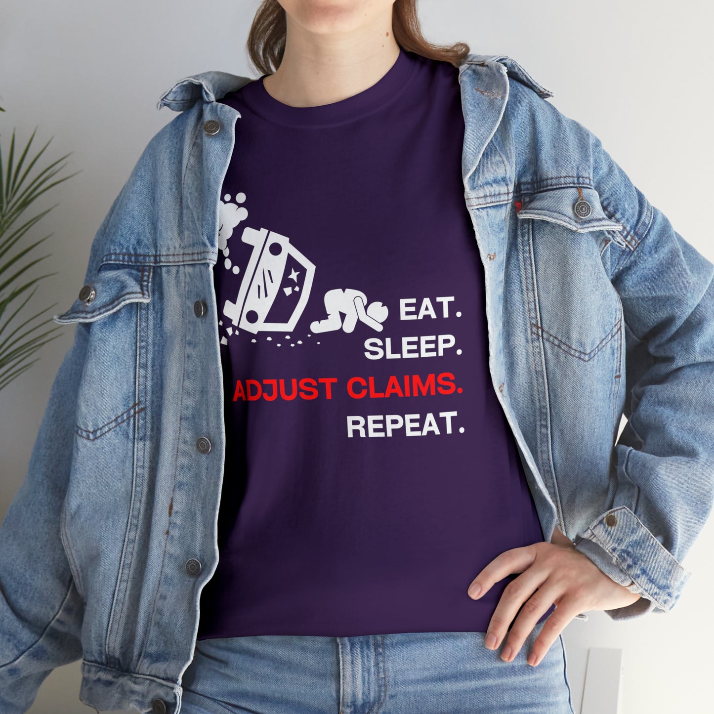 Claims Adjuster (Car Flip/Driver/White) Unisex Heavy Cotton Tee