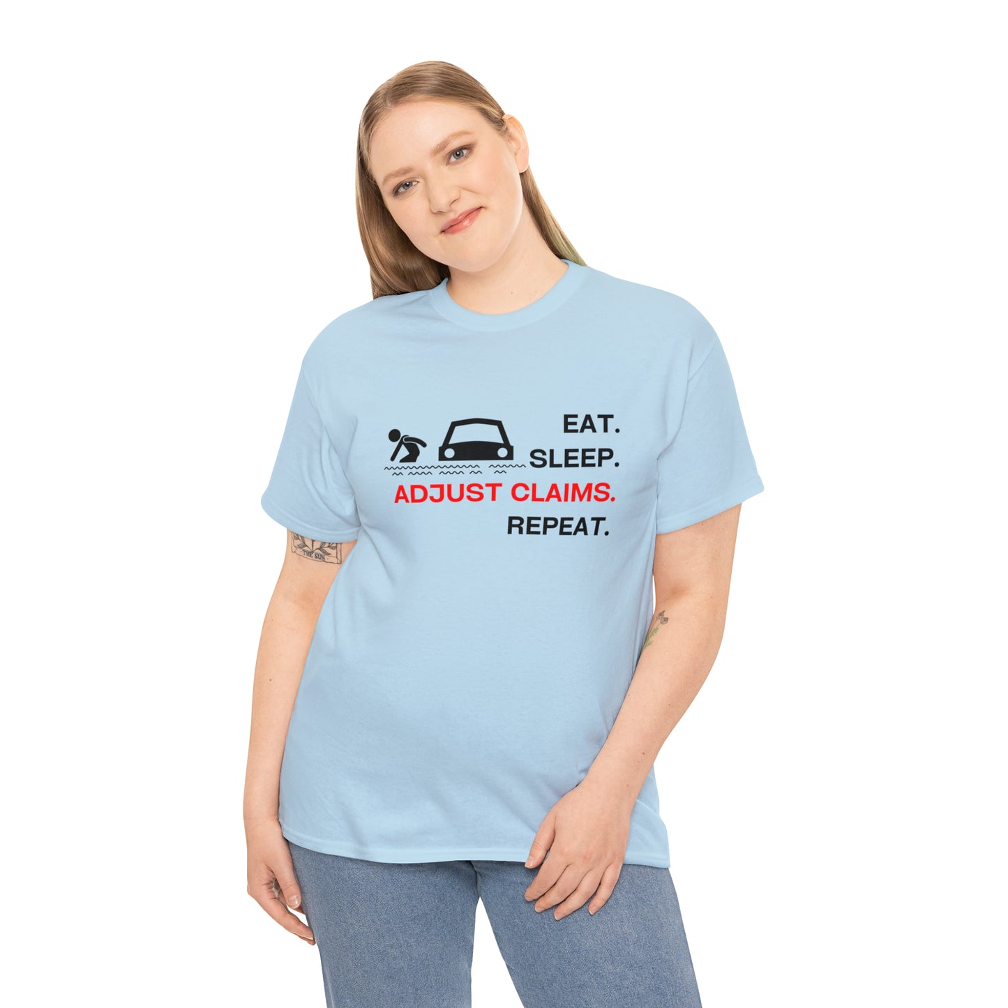 Claims Adjuster (Flooded Car / White) Unisex Heavy Cotton Tee