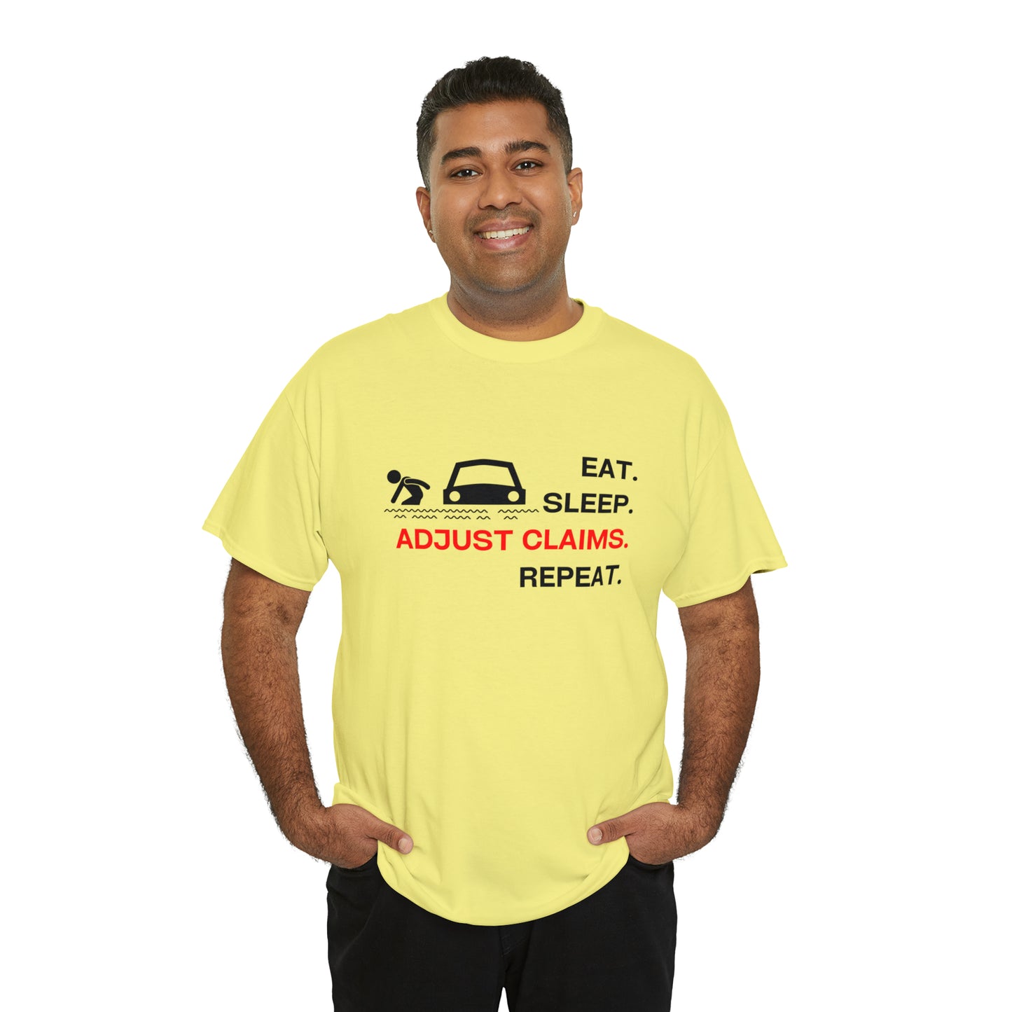 Claims Adjuster (Flooded Car / White) Unisex Heavy Cotton Tee