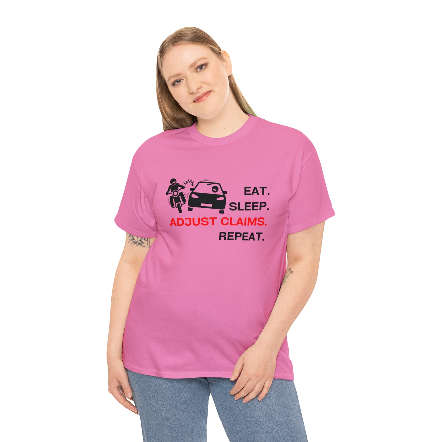Claims Adjuster (Motorcyclist / Car / Black)  Unisex Heavy Cotton Tee