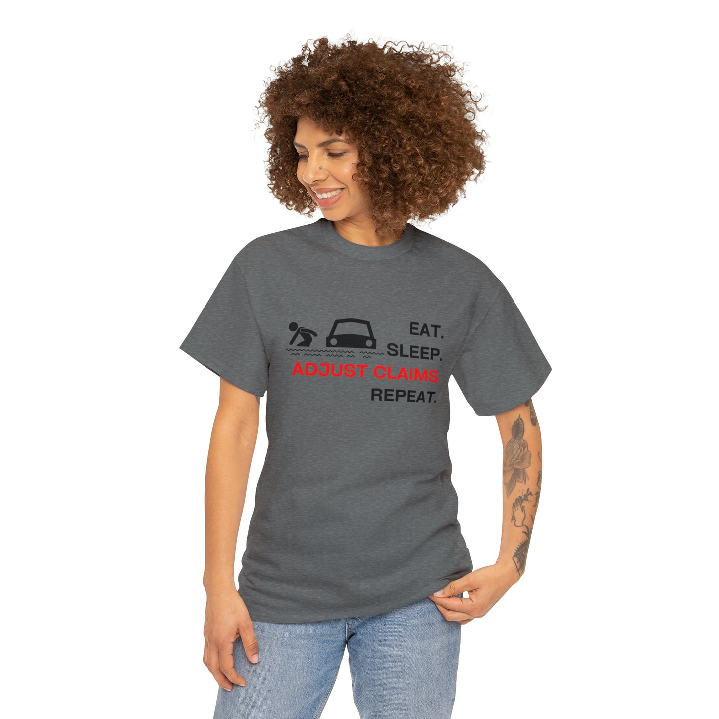 Claims Adjuster (Flooded Car / White) Unisex Heavy Cotton Tee