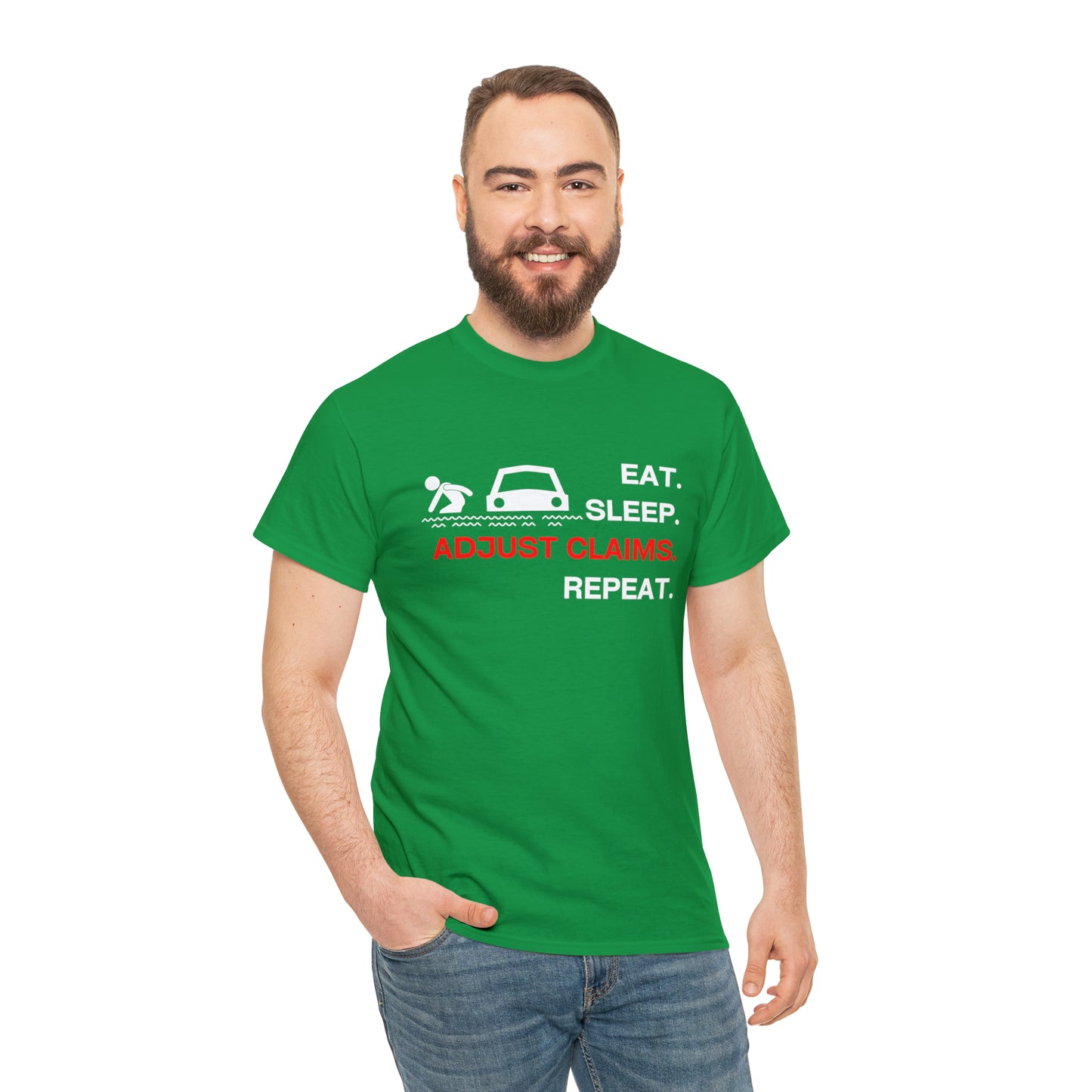 Claims Adjuster (Flooded Car / White) Unisex Heavy Cotton Tee