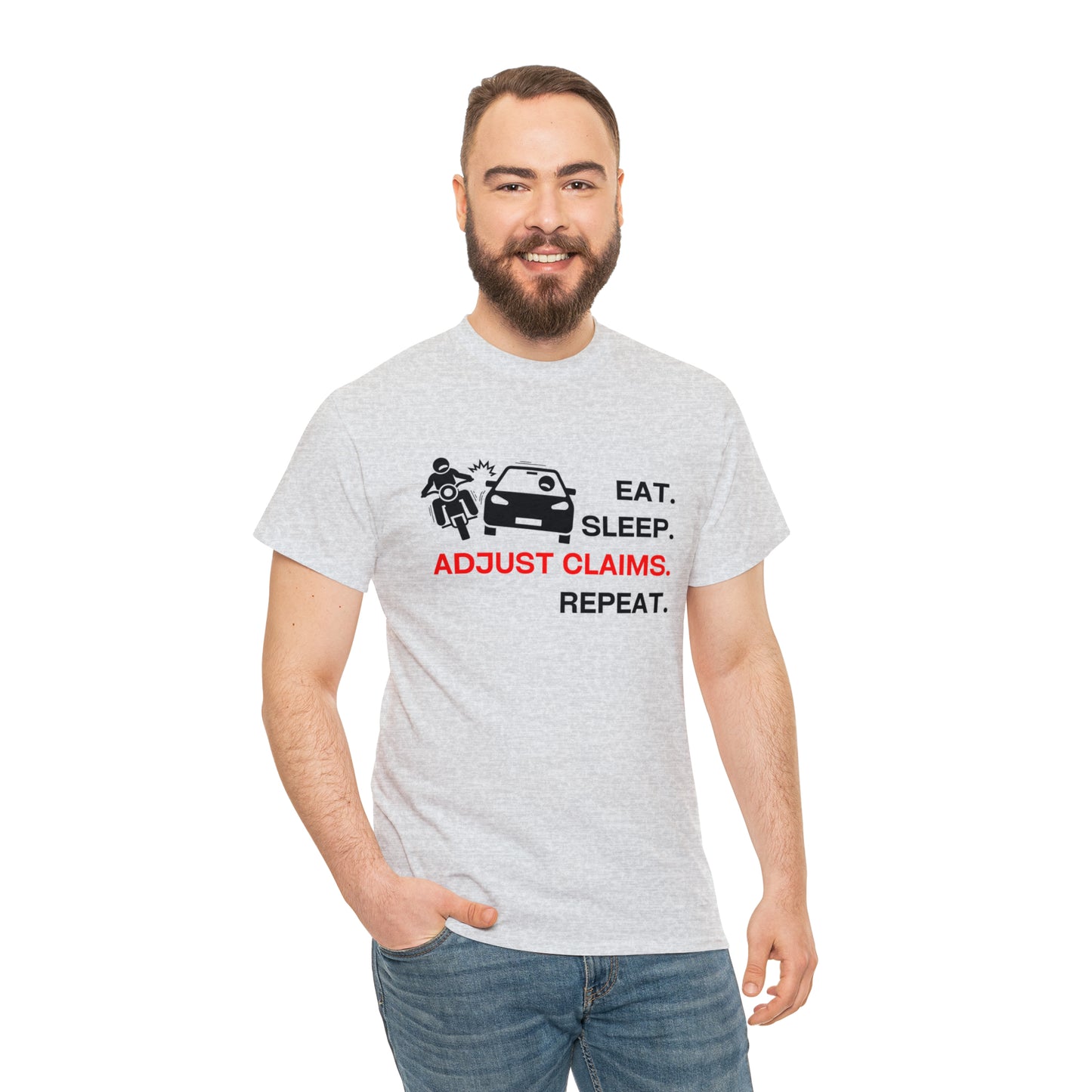 Claims Adjuster (Motorcyclist / Car / Black)  Unisex Heavy Cotton Tee