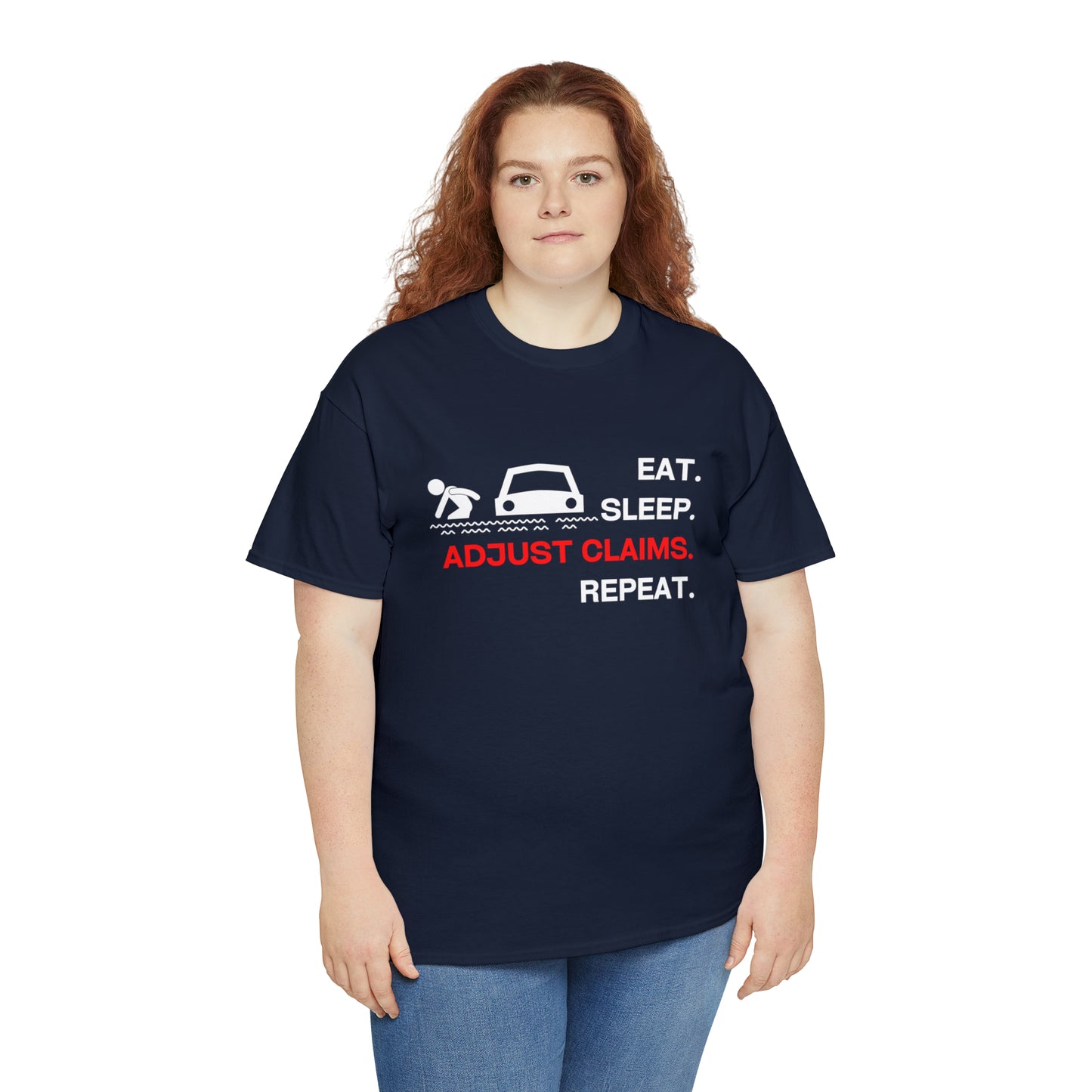 Claims Adjuster (Flooded Car / White) Unisex Heavy Cotton Tee