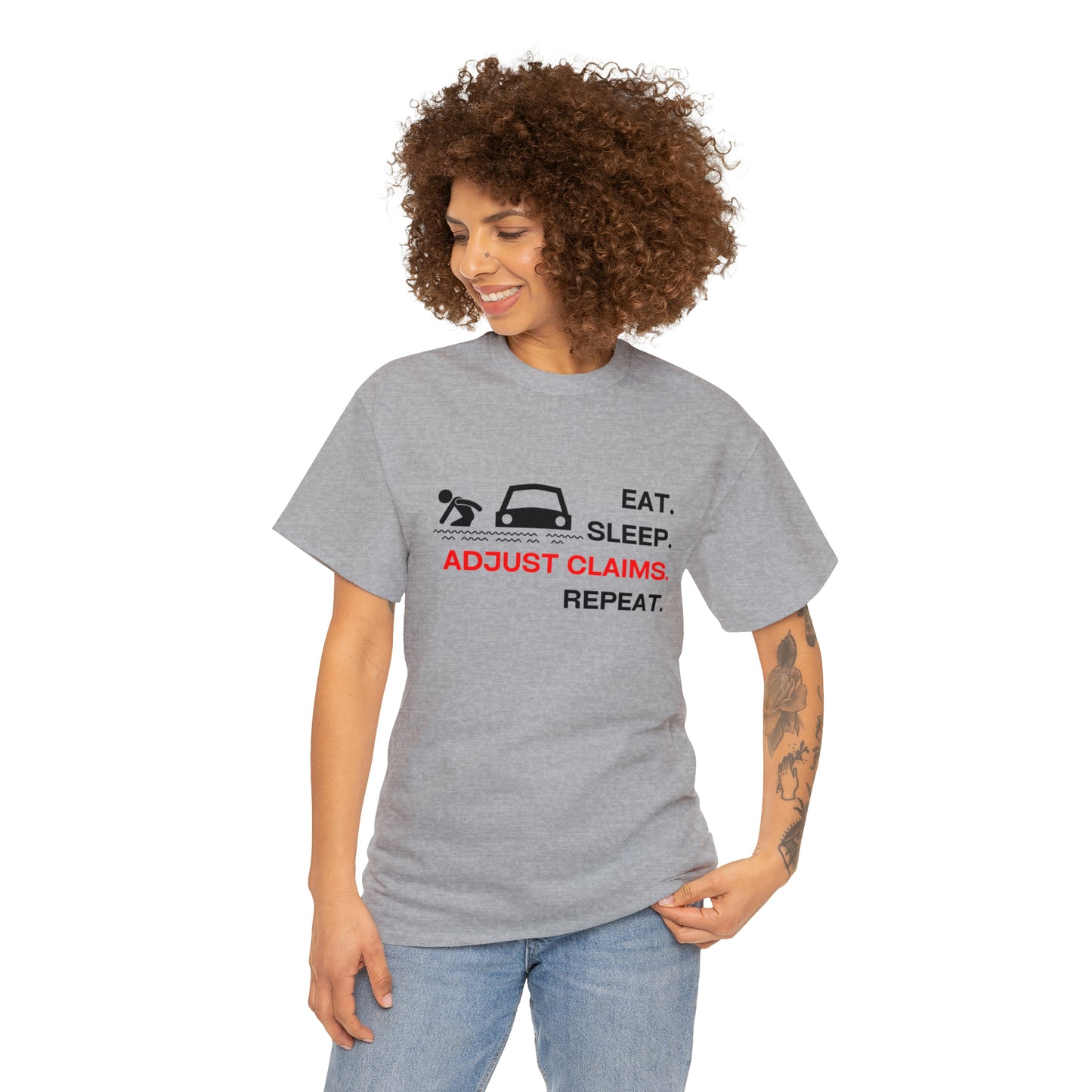 Claims Adjuster (Flooded Car / White) Unisex Heavy Cotton Tee