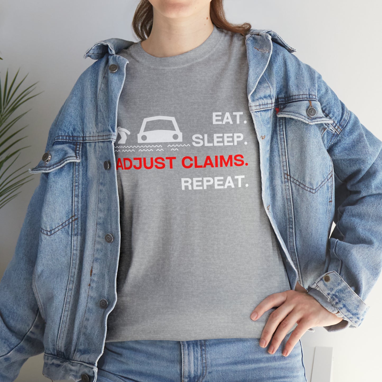 Claims Adjuster (Flooded Car / White) Unisex Heavy Cotton Tee