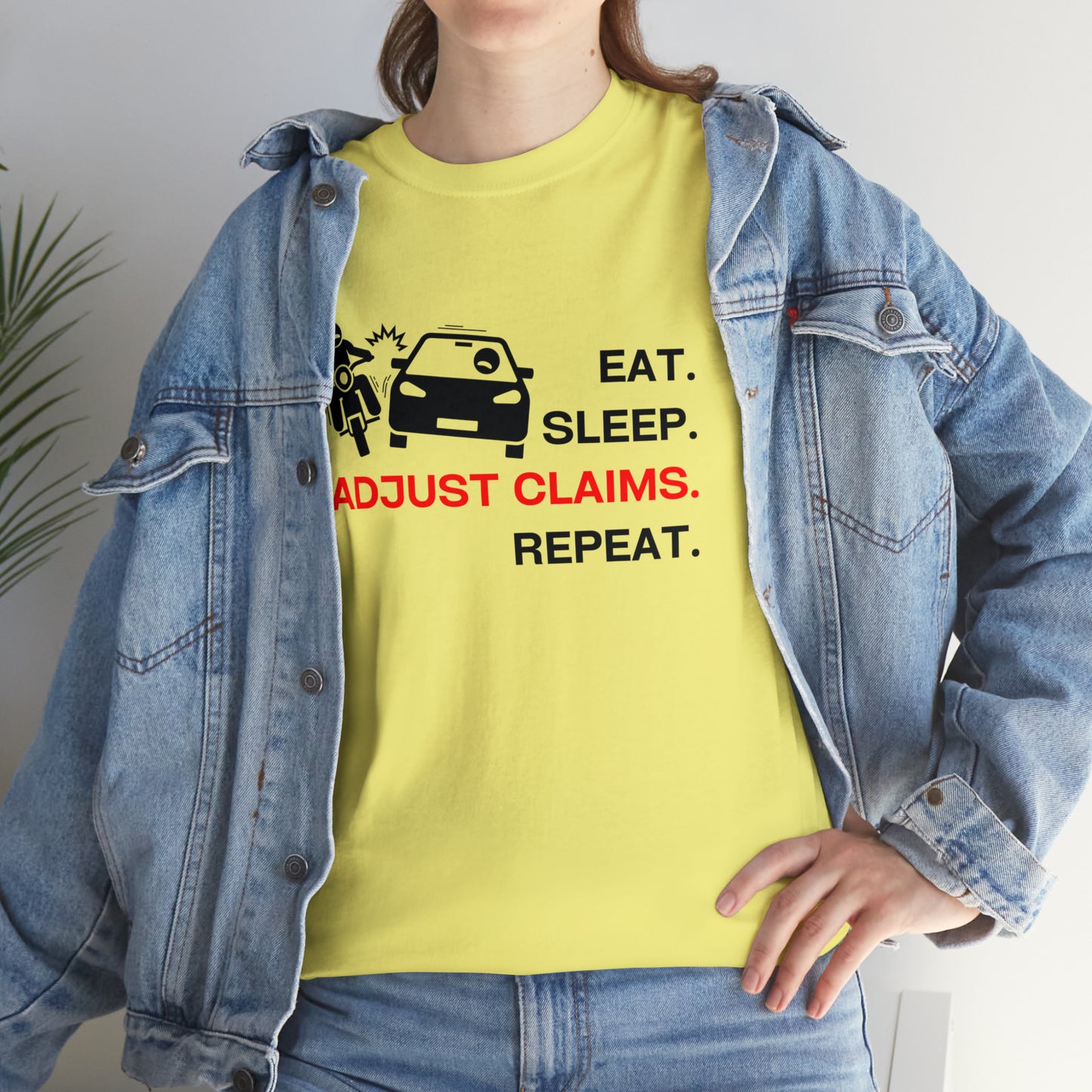 Claims Adjuster (Motorcyclist / Car / Black)  Unisex Heavy Cotton Tee