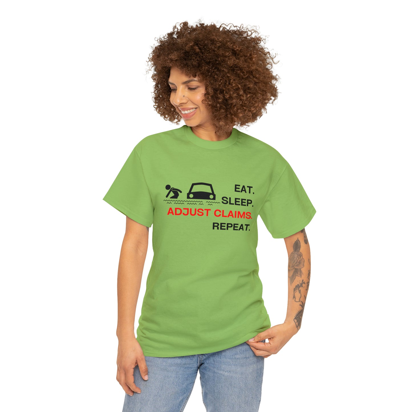 Claims Adjuster (Flooded Car / White) Unisex Heavy Cotton Tee