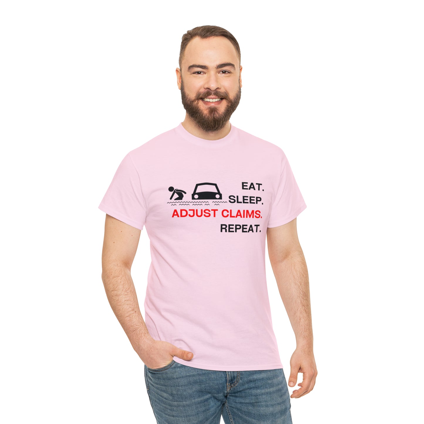 Claims Adjuster (Flooded Car / White) Unisex Heavy Cotton Tee