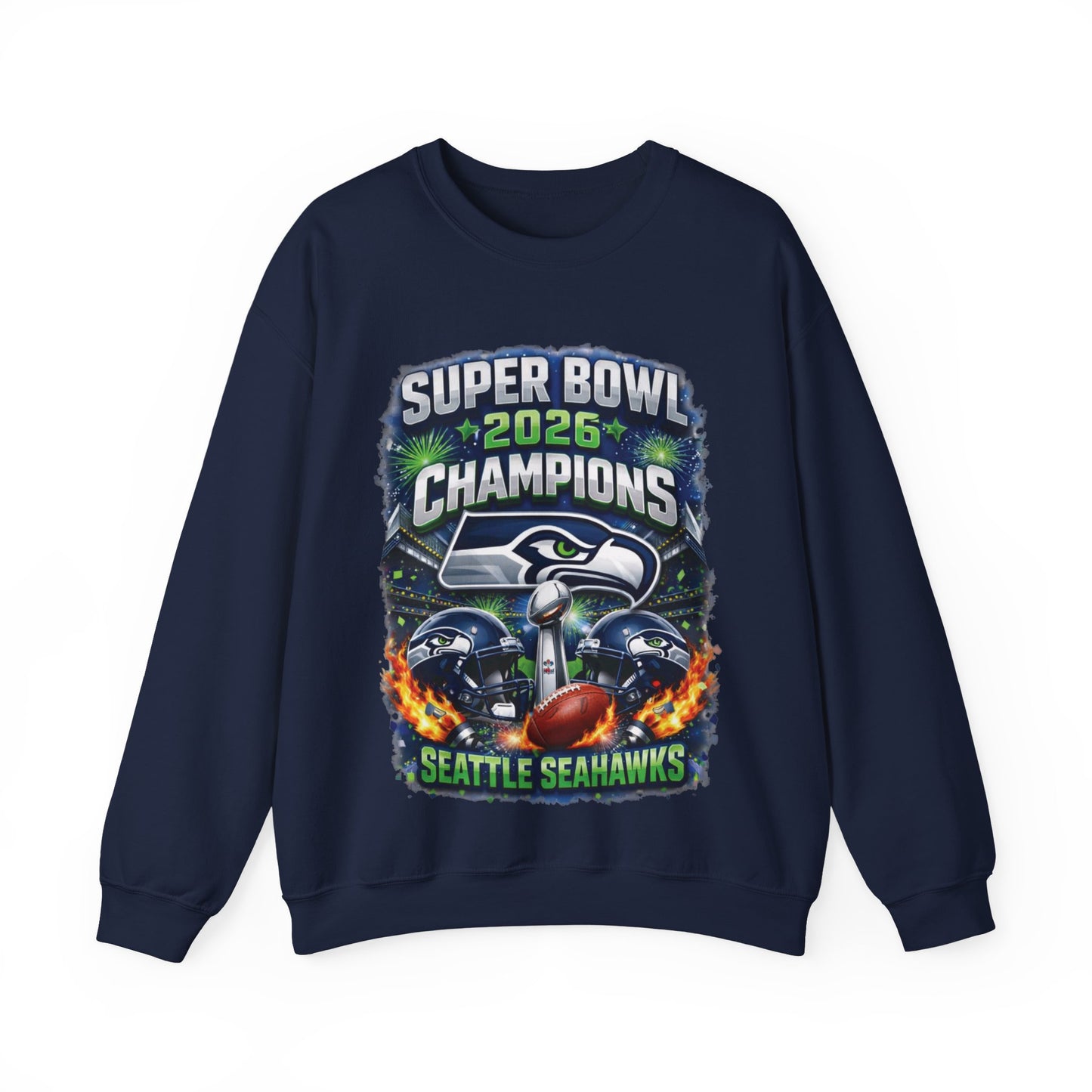 Super Bowl 2026 Champions Seattle Seahawks Crewneck Sweatshirt | Football Team Tee