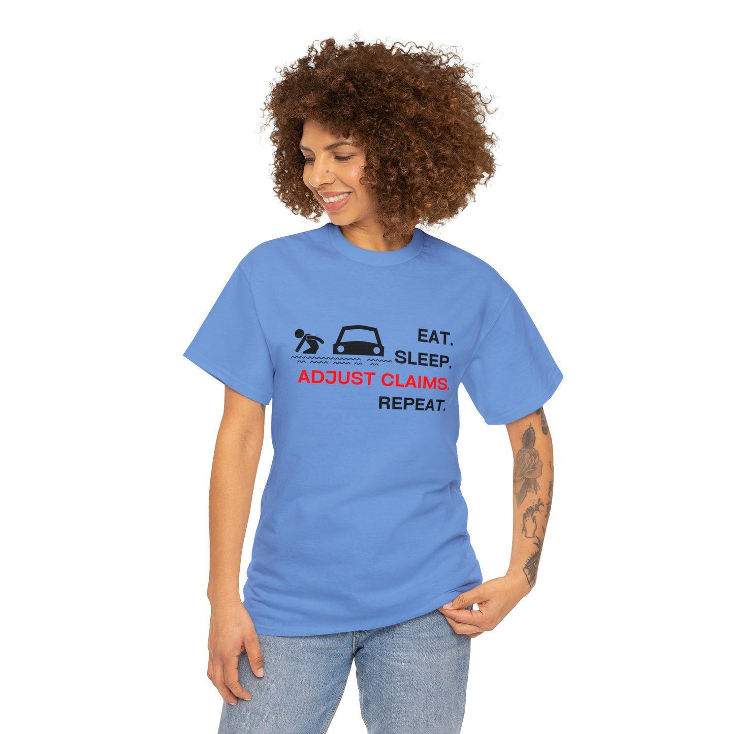 Claims Adjuster (Flooded Car / White) Unisex Heavy Cotton Tee
