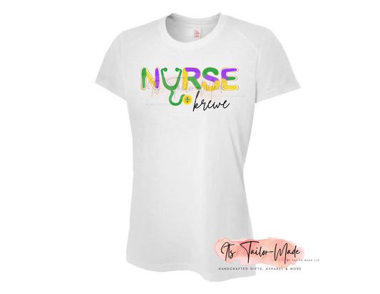 Sublimated - Nurse Krewe (King Cake) White Shirt