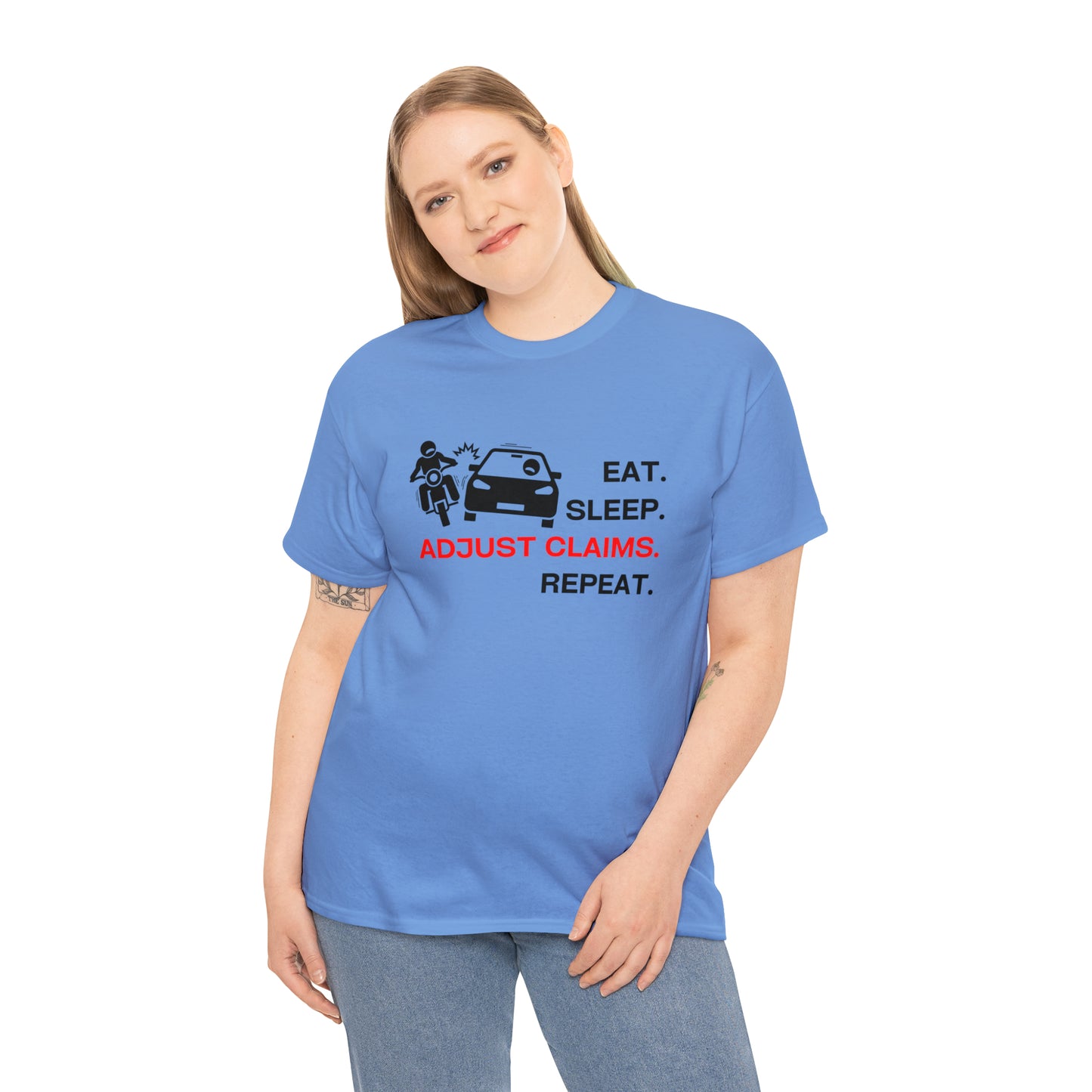Claims Adjuster (Motorcyclist / Car / Black)  Unisex Heavy Cotton Tee