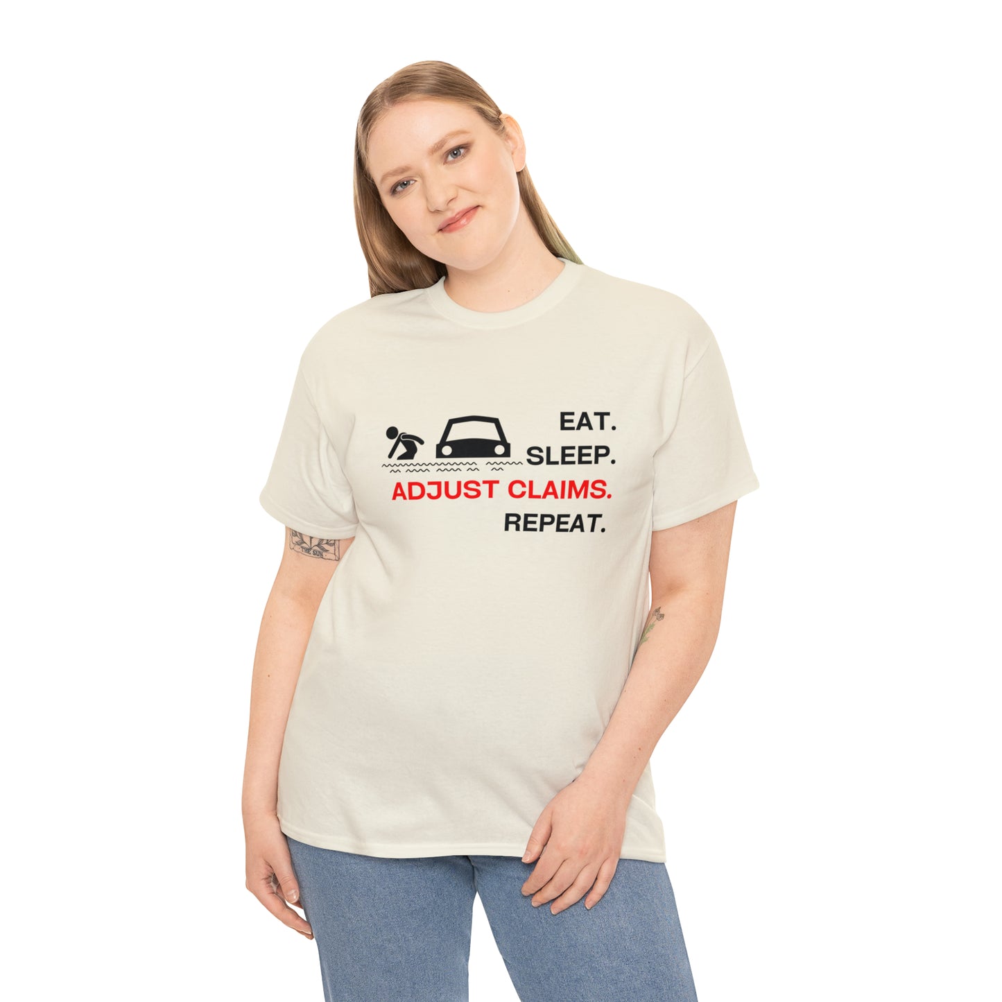 Claims Adjuster (Flooded Car / White) Unisex Heavy Cotton Tee