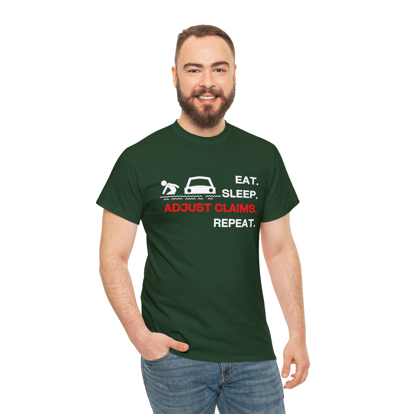 Claims Adjuster (Flooded Car / White) Unisex Heavy Cotton Tee