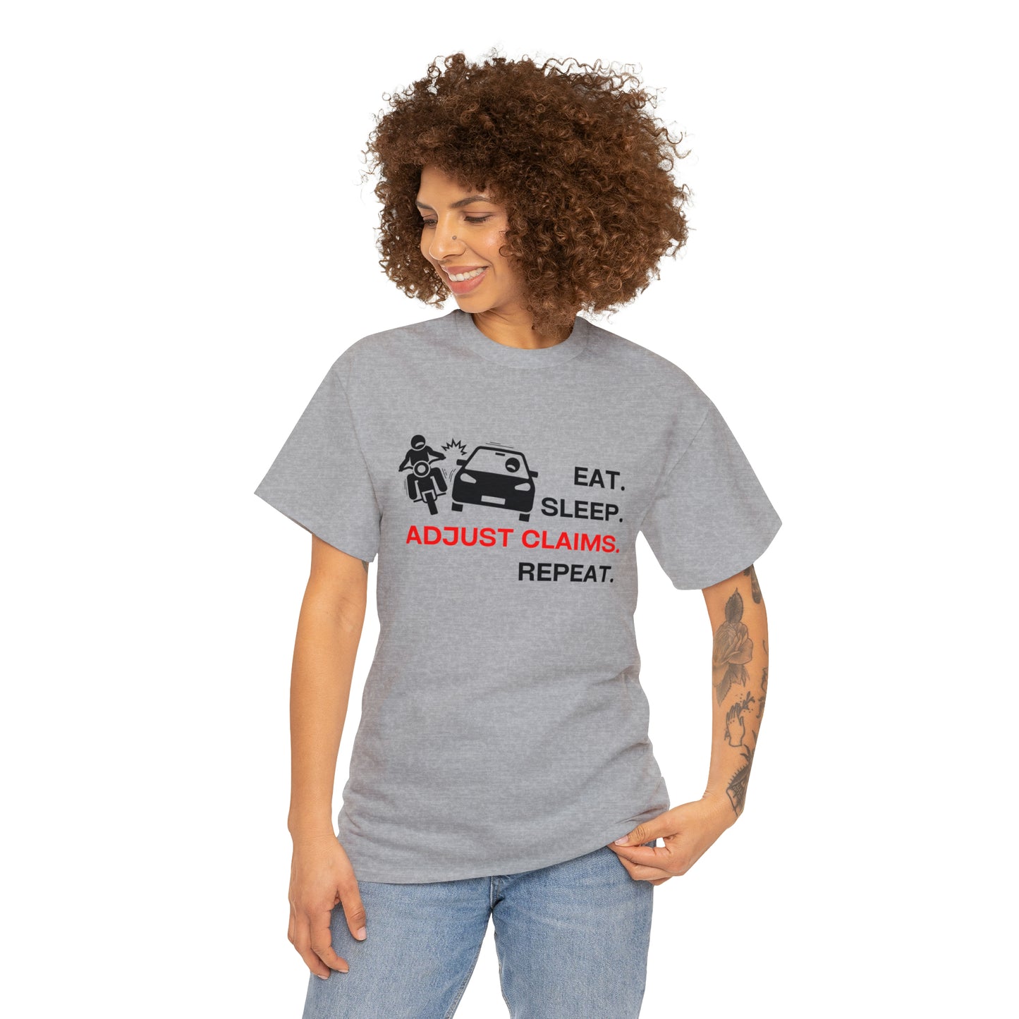 Claims Adjuster (Motorcyclist / Car / Black)  Unisex Heavy Cotton Tee