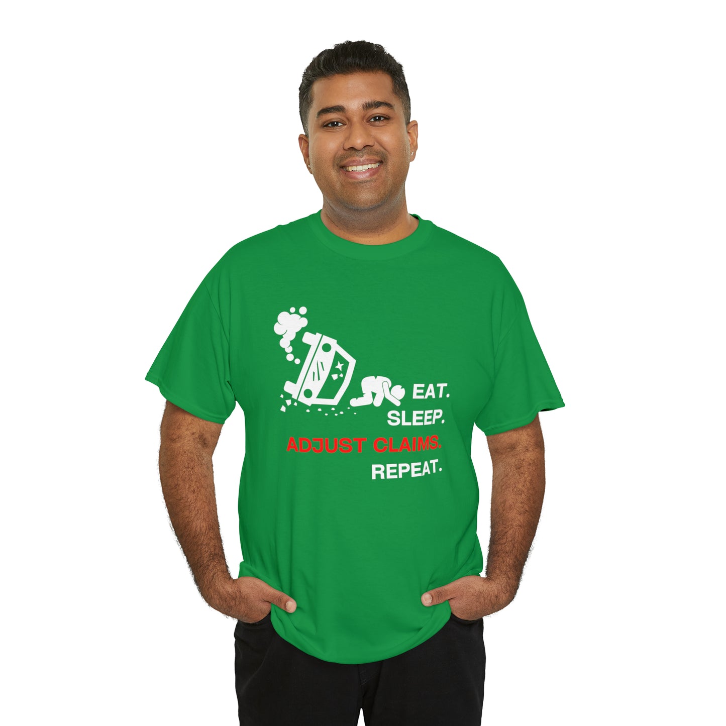 Claims Adjuster (Car Flip/Driver/White) Unisex Heavy Cotton Tee