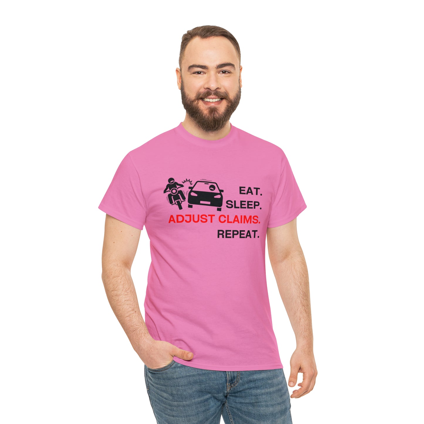 Claims Adjuster (Motorcyclist / Car / Black)  Unisex Heavy Cotton Tee