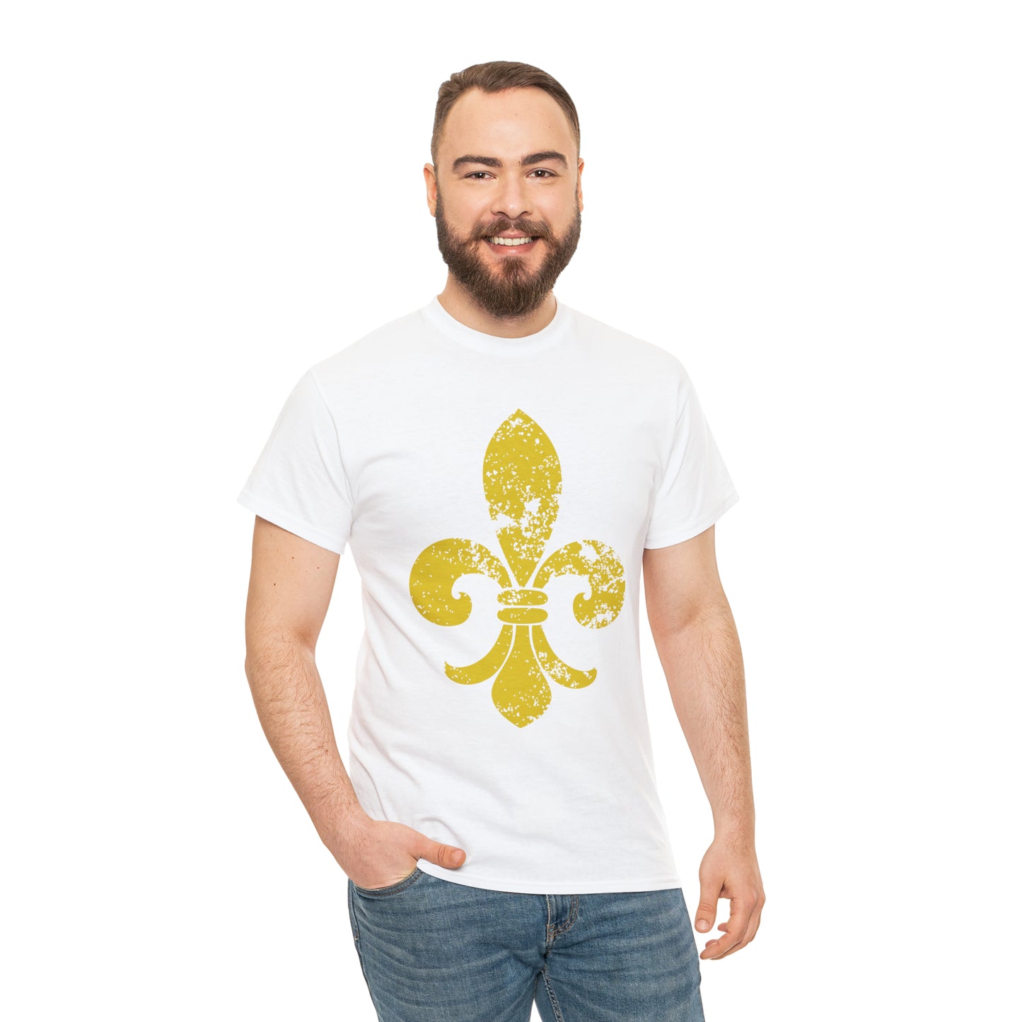 Gold Fleur-De-Lis Heavy Cotton Unisex Tee