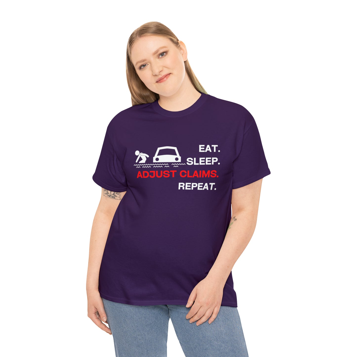 Claims Adjuster (Flooded Car / White) Unisex Heavy Cotton Tee