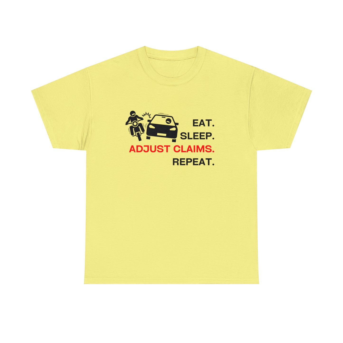 Claims Adjuster (Motorcyclist / Car / Black)  Unisex Heavy Cotton Tee