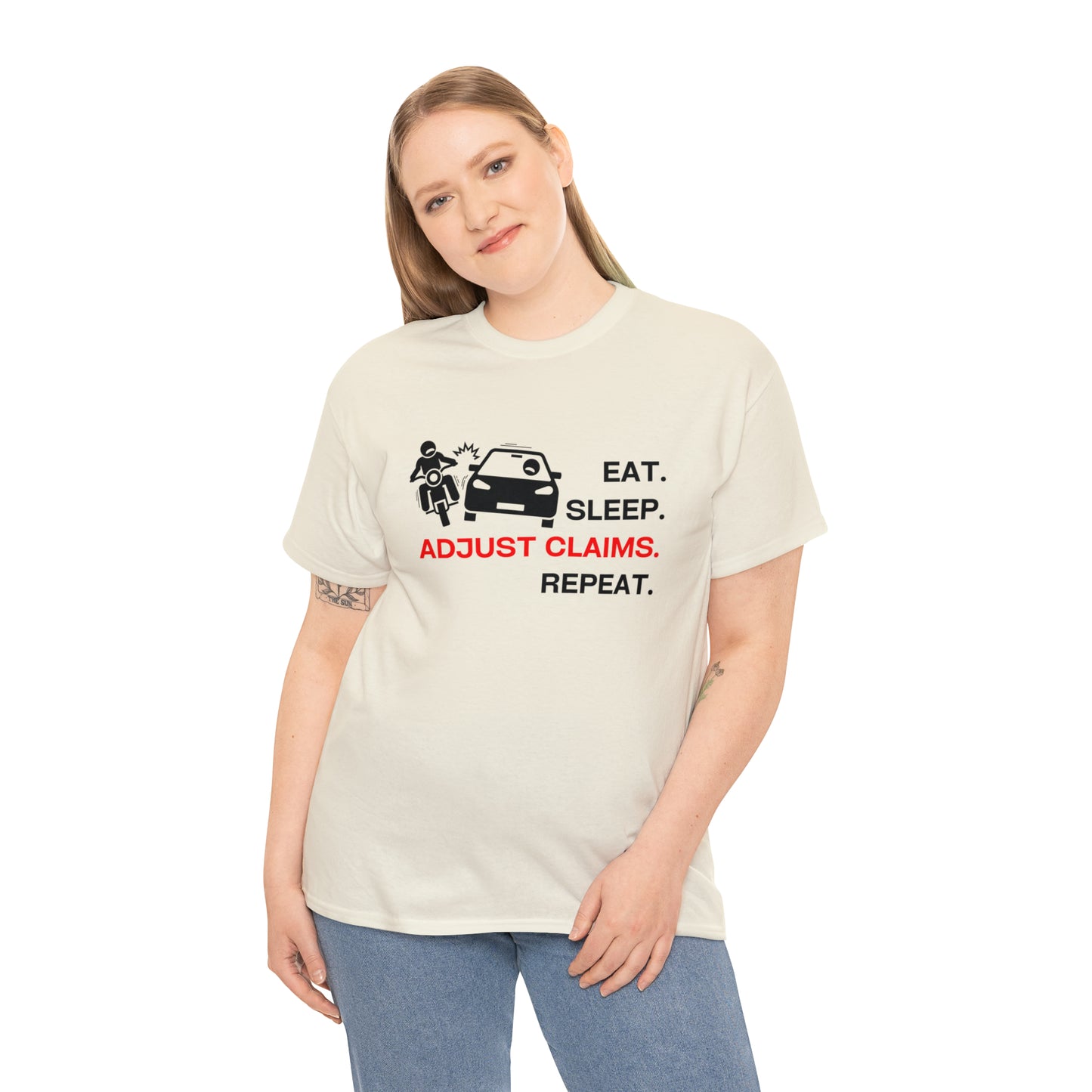 Claims Adjuster (Motorcyclist / Car / Black)  Unisex Heavy Cotton Tee