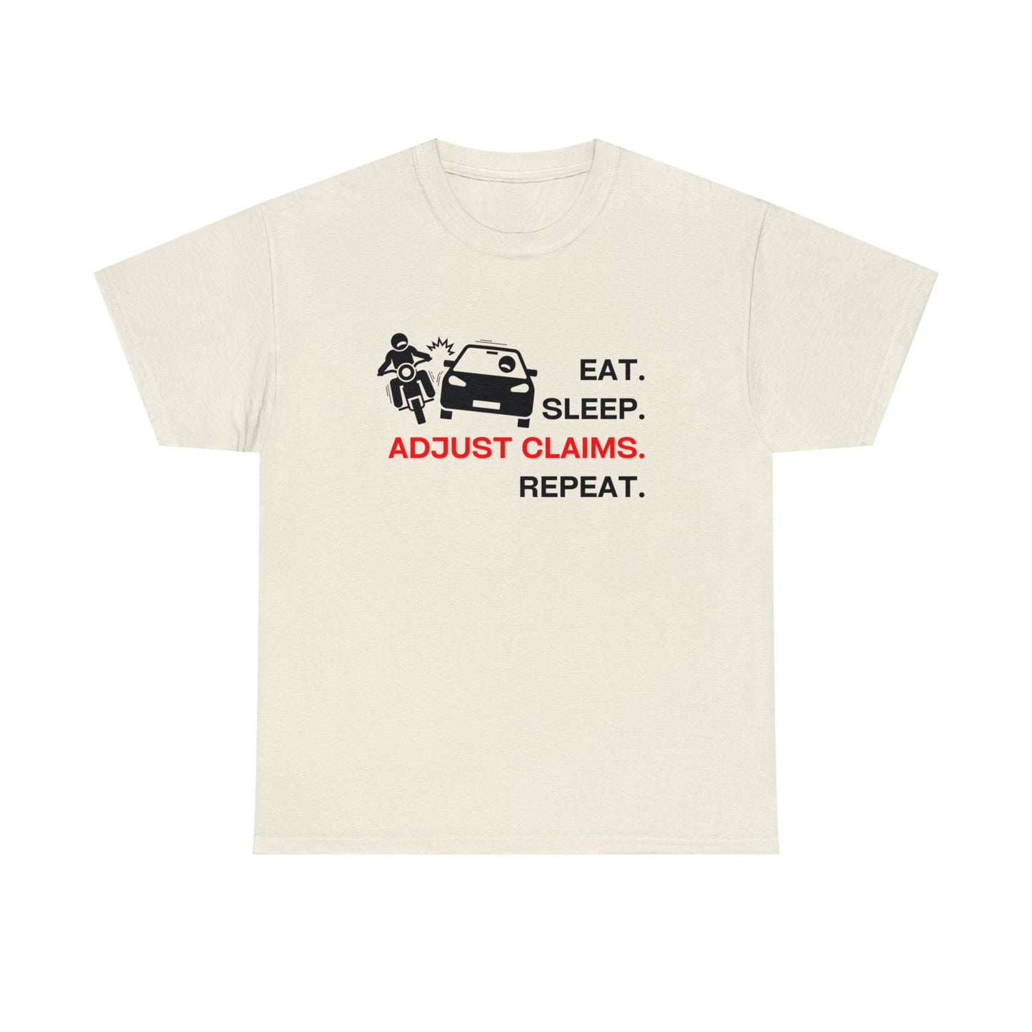 Claims Adjuster (Motorcyclist / Car / Black)  Unisex Heavy Cotton Tee
