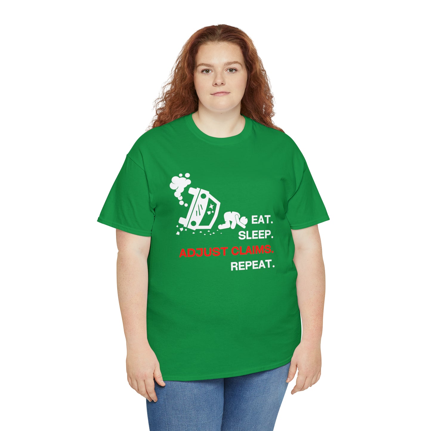 Claims Adjuster (Car Flip/Driver/White) Unisex Heavy Cotton Tee