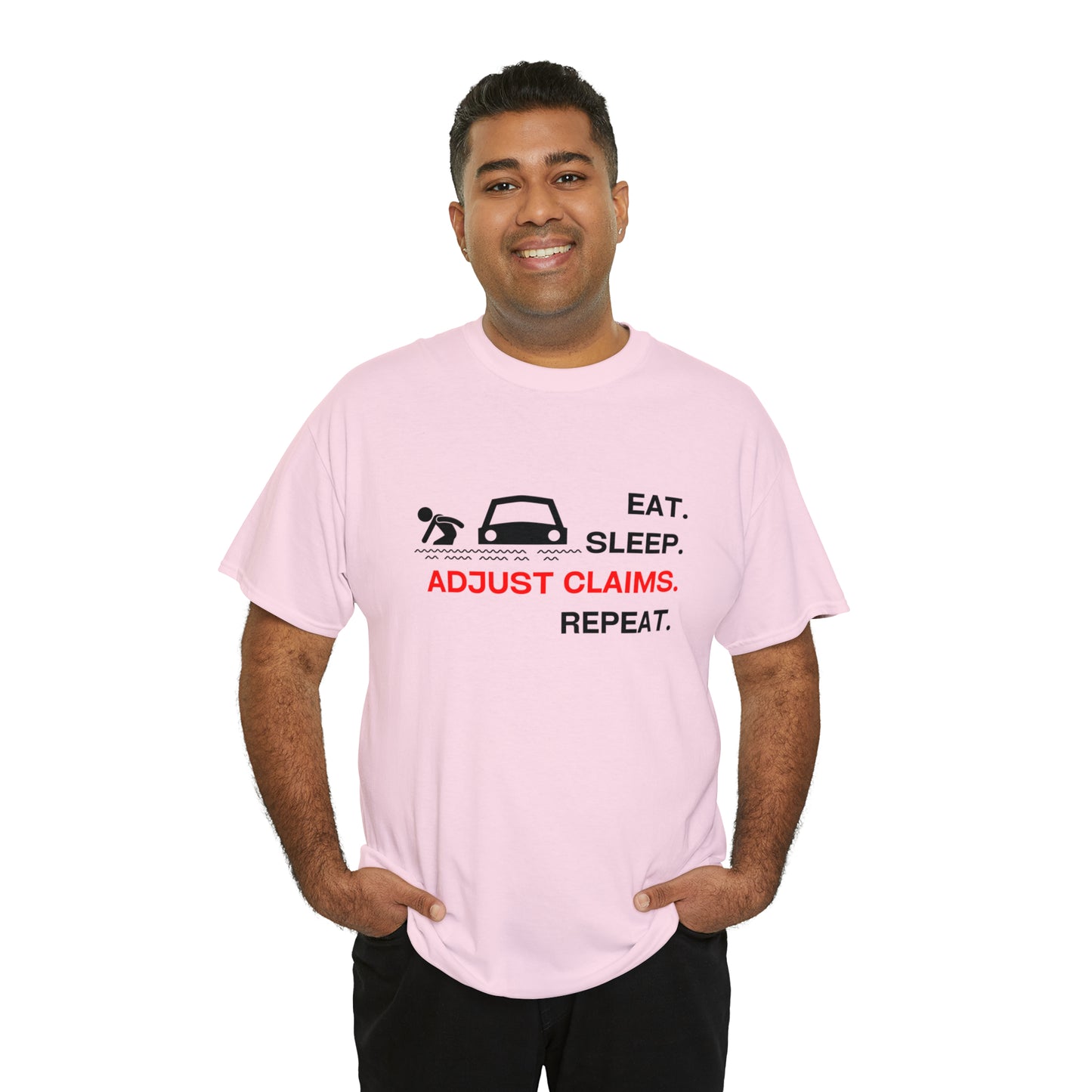 Claims Adjuster (Flooded Car / White) Unisex Heavy Cotton Tee