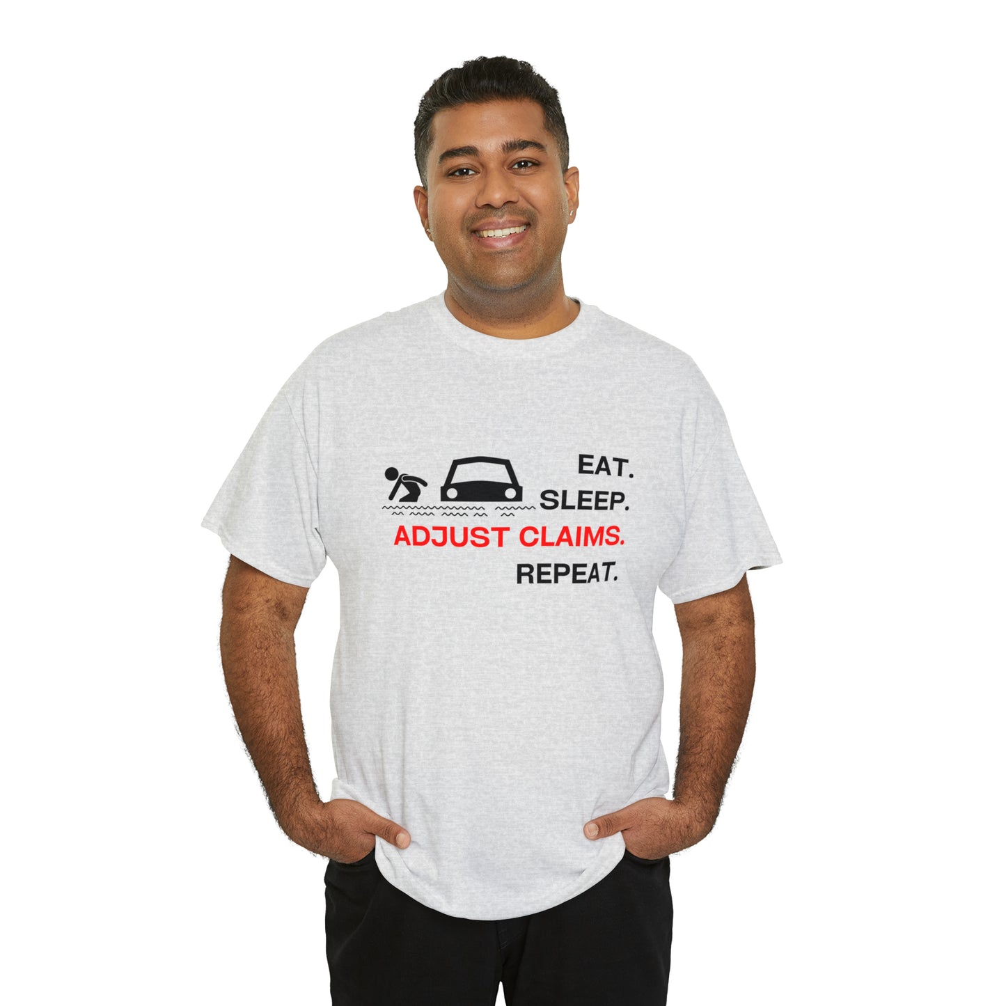 Claims Adjuster (Flooded Car / White) Unisex Heavy Cotton Tee