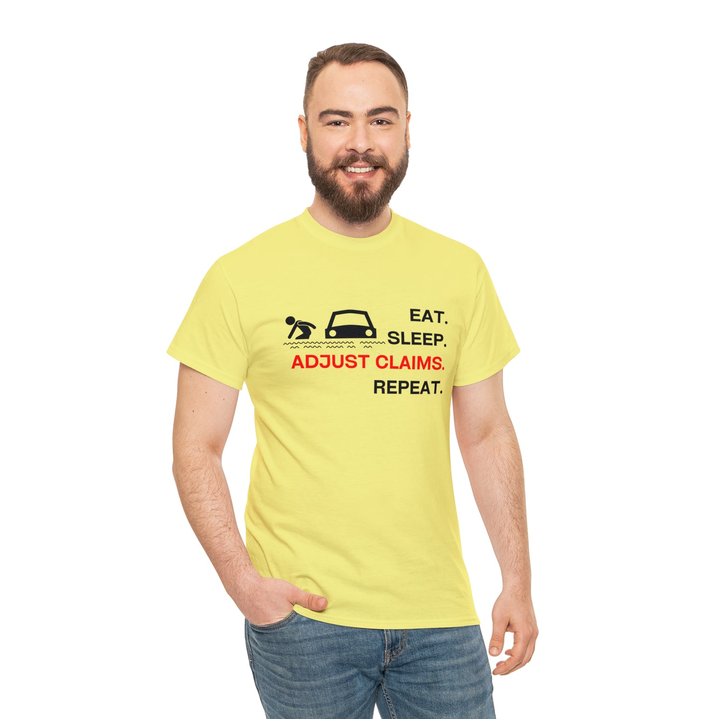 Claims Adjuster (Flooded Car / White) Unisex Heavy Cotton Tee