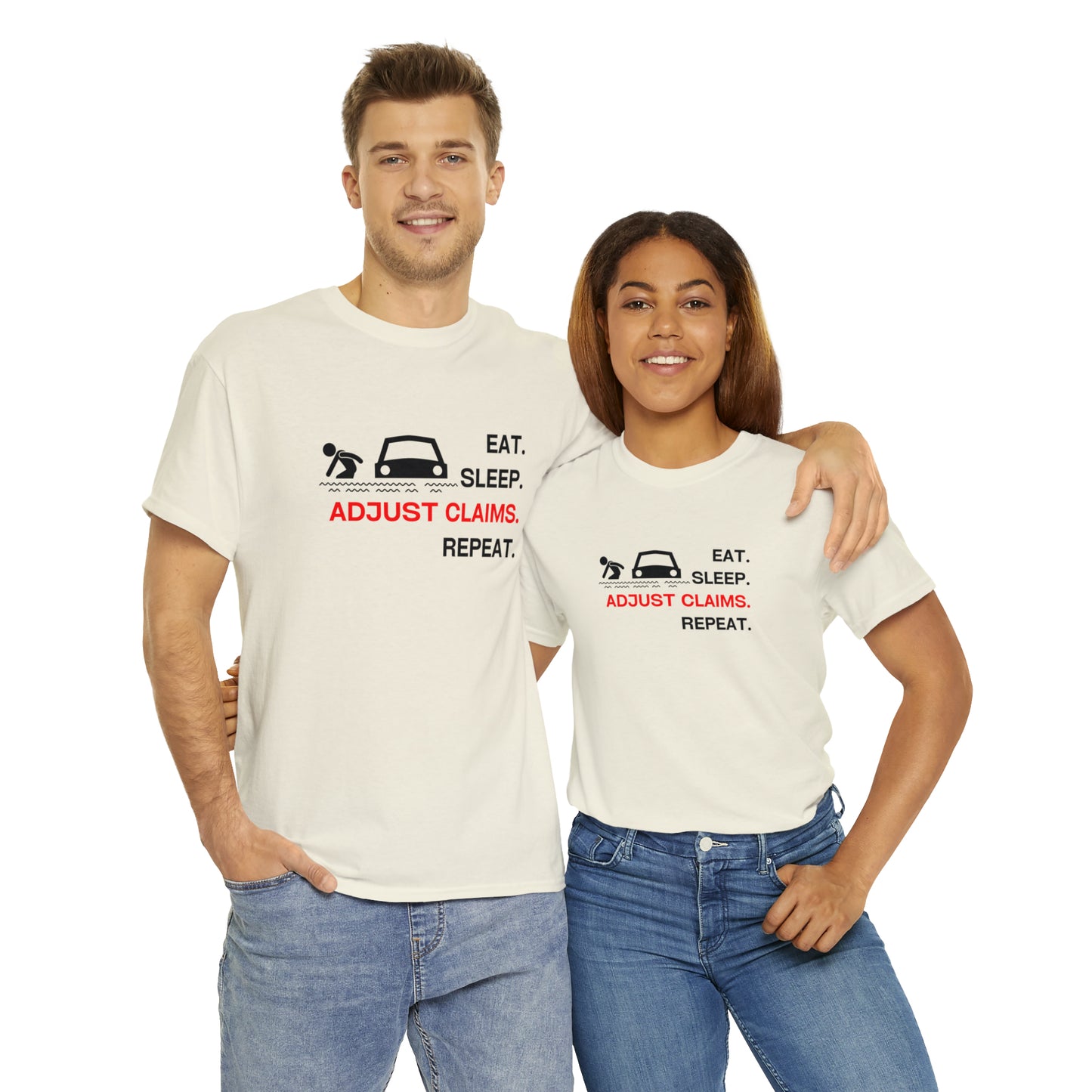 Claims Adjuster (Flooded Car / White) Unisex Heavy Cotton Tee