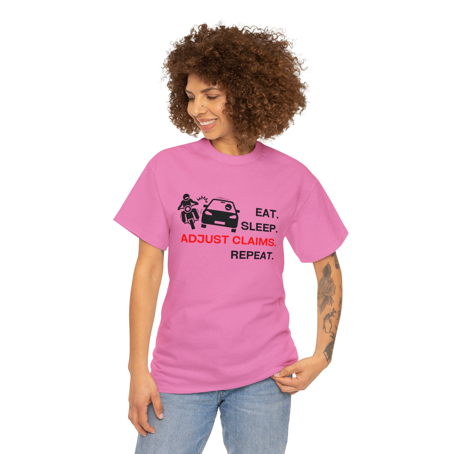 Claims Adjuster (Motorcyclist / Car / Black)  Unisex Heavy Cotton Tee